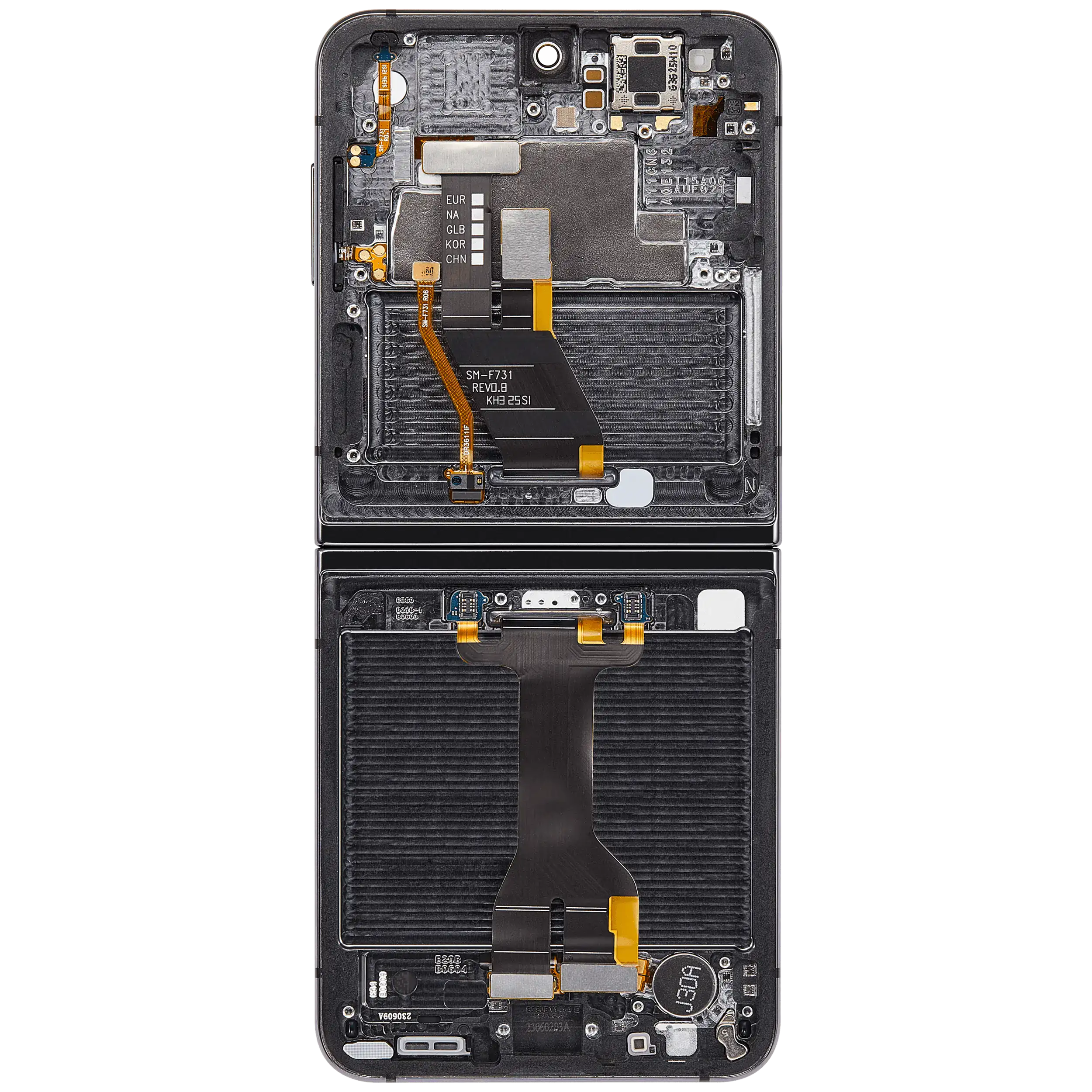 Inner OLED-Display mit Rahmen Compatible für Samsung Galaxy Z Flip 5 5G (F731) (US & International) (Aftermarket Plus) (Grau)
