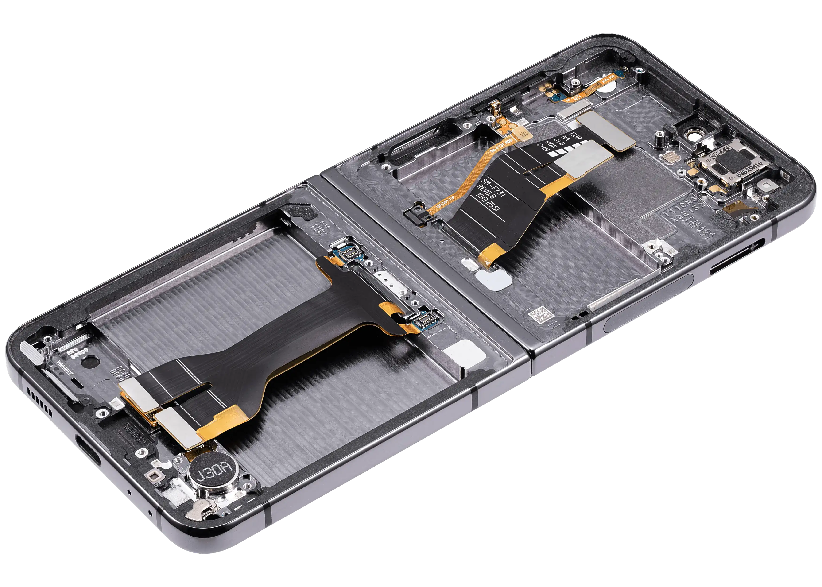 Inner OLED-Display mit Rahmen Compatible für Samsung Galaxy Z Flip 5 5G (F731) (US & International) (Aftermarket Plus) (Grau)