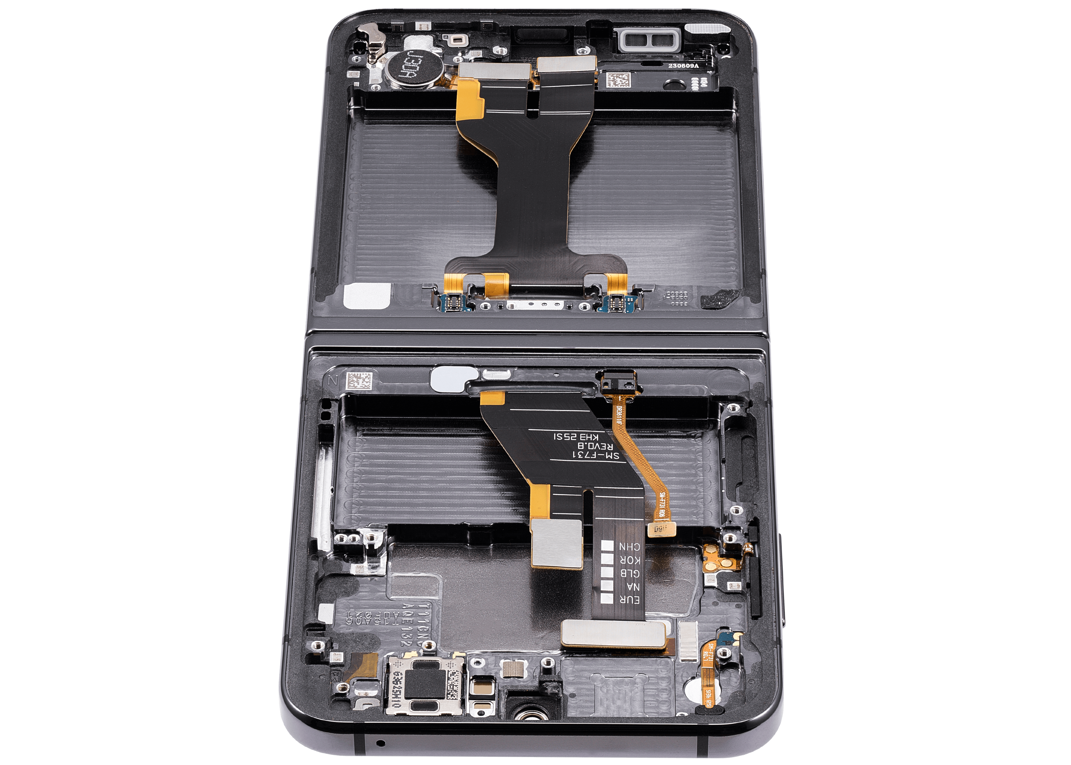 Inner OLED-Display mit Rahmen Compatible für Samsung Galaxy Z Flip 5 5G (F731) (US & International) (Aftermarket Plus) (Grau)