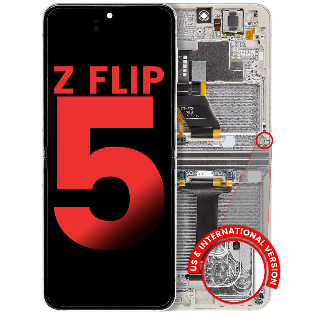 Samsung Galaxy Z Flip 5 Inneres OLED-Display mit Rahmen Cream Aftermarket Plus
