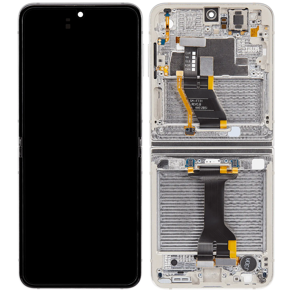 Samsung Galaxy Z Flip 5 Inneres OLED-Display mit Rahmen Cream Aftermarket Plus