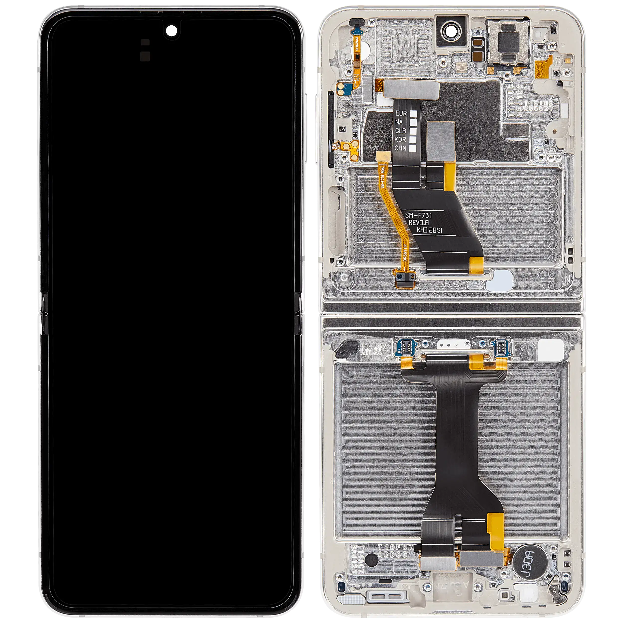 Samsung Galaxy Z Flip 5 Inneres OLED-Display mit Rahmen Cream Aftermarket Plus