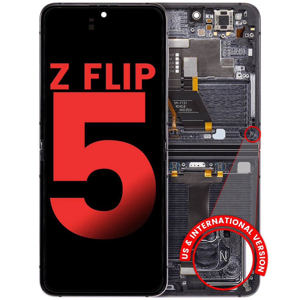 Innen-OLED mit Rahmen für Samsung Galaxy Z Flip 5 - Aftermarket Plus Graphit