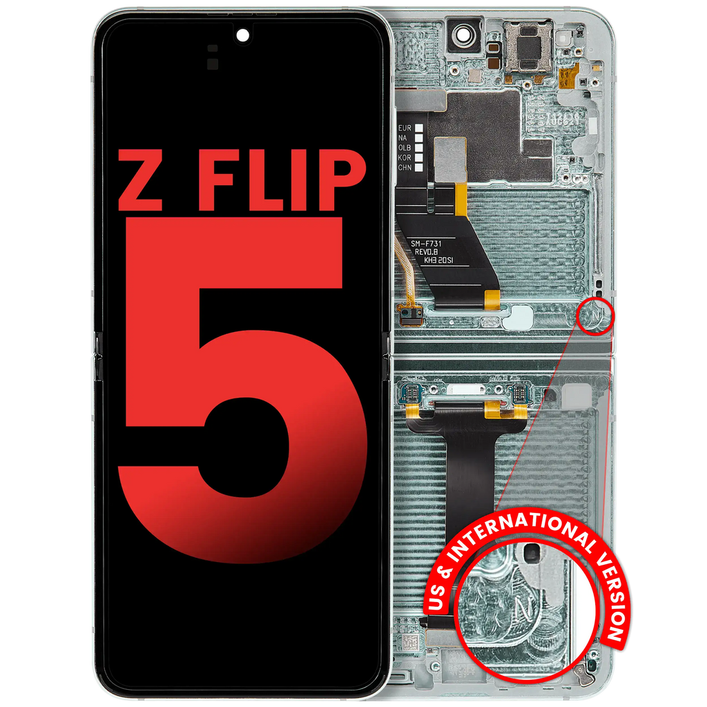 Inner OLED-Display mit Rahmen Compatible für Samsung Galaxy Z Flip 5 5G (F731) (US & International) (Aftermarket Plus) (Grün)