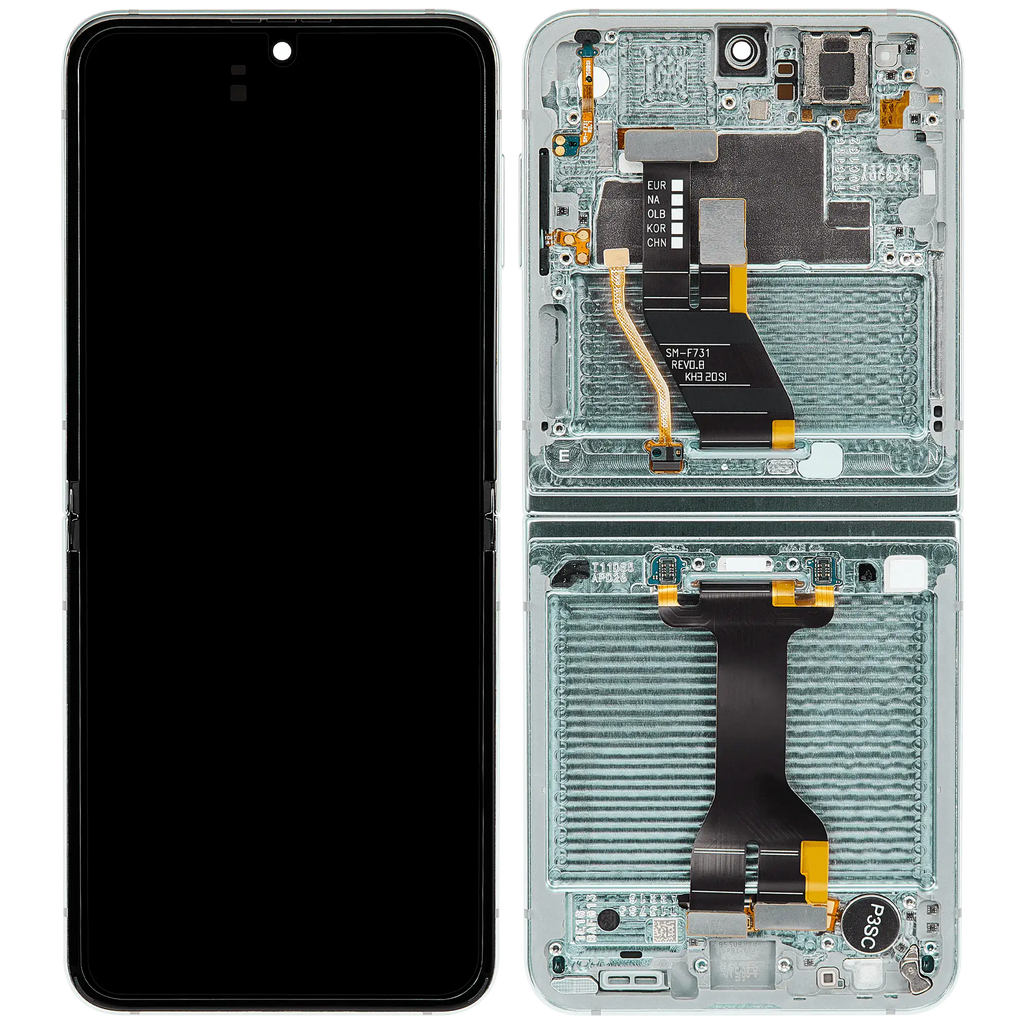 Inner OLED-Display mit Rahmen Compatible für Samsung Galaxy Z Flip 5 5G (F731) (US & International) (Aftermarket Plus) (Grün)