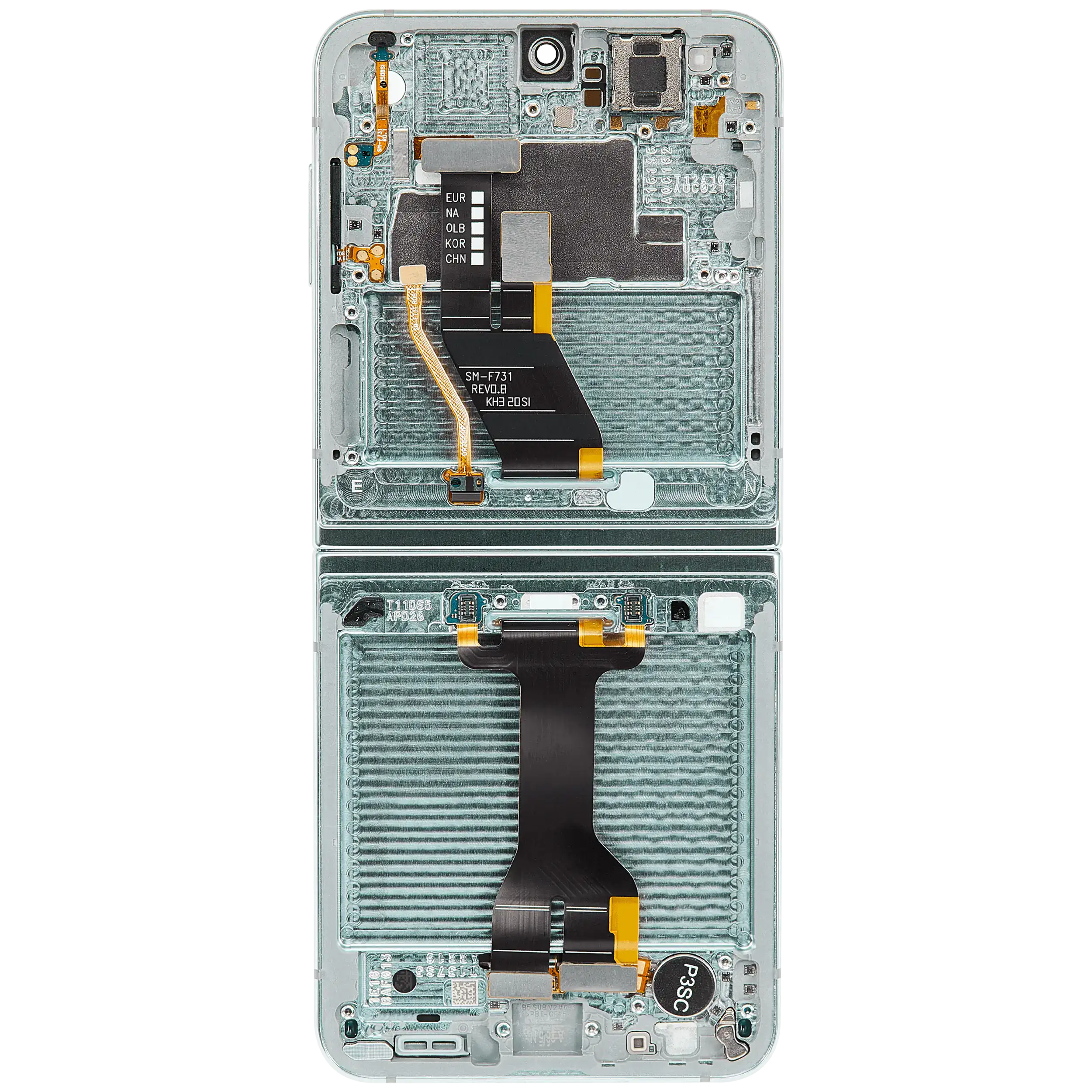 Inner OLED-Display mit Rahmen Compatible für Samsung Galaxy Z Flip 5 5G (F731) (US & International) (Aftermarket Plus) (Grün)