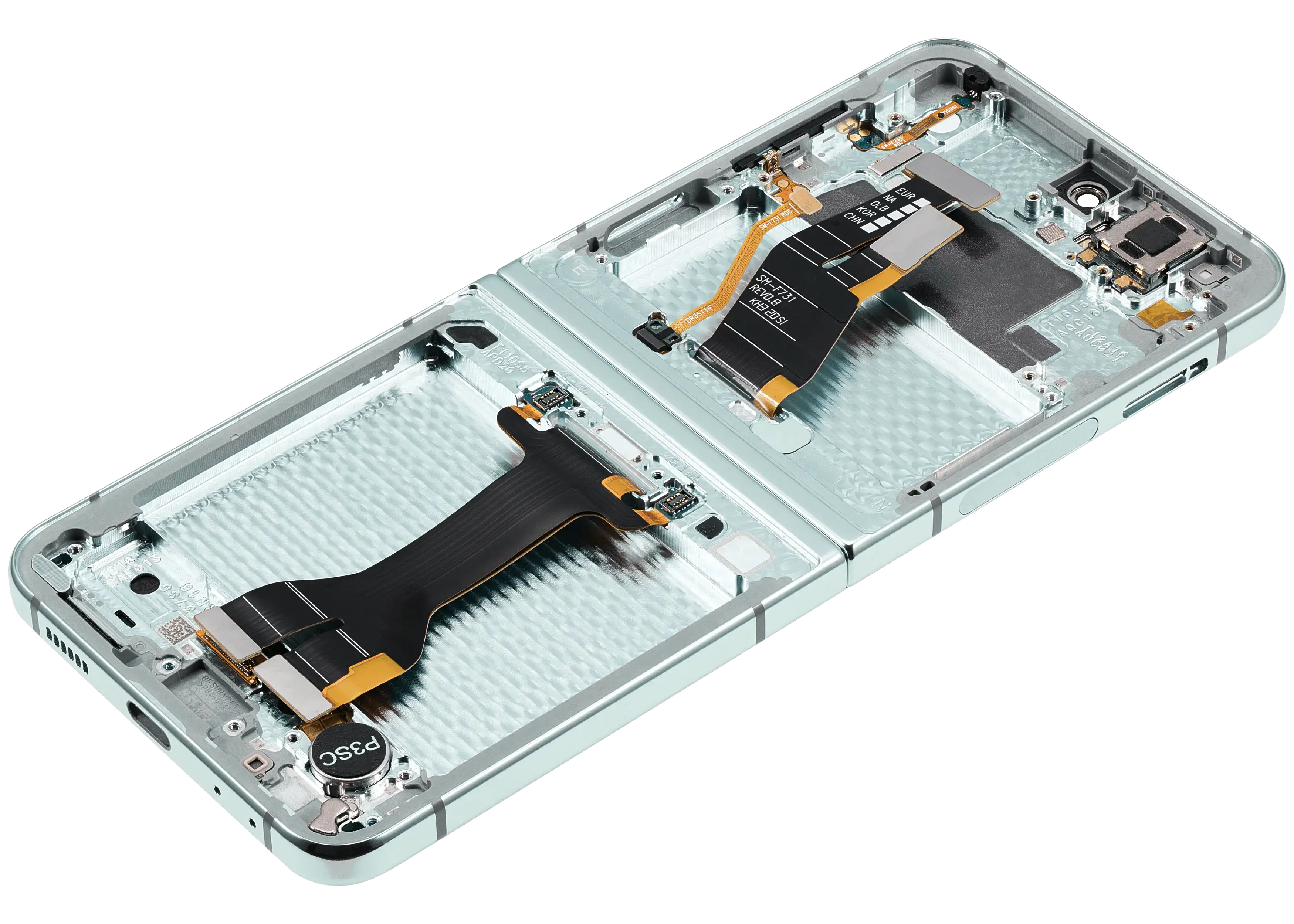 Inner OLED-Display mit Rahmen Compatible für Samsung Galaxy Z Flip 5 5G (F731) (US & International) (Aftermarket Plus) (Grün)