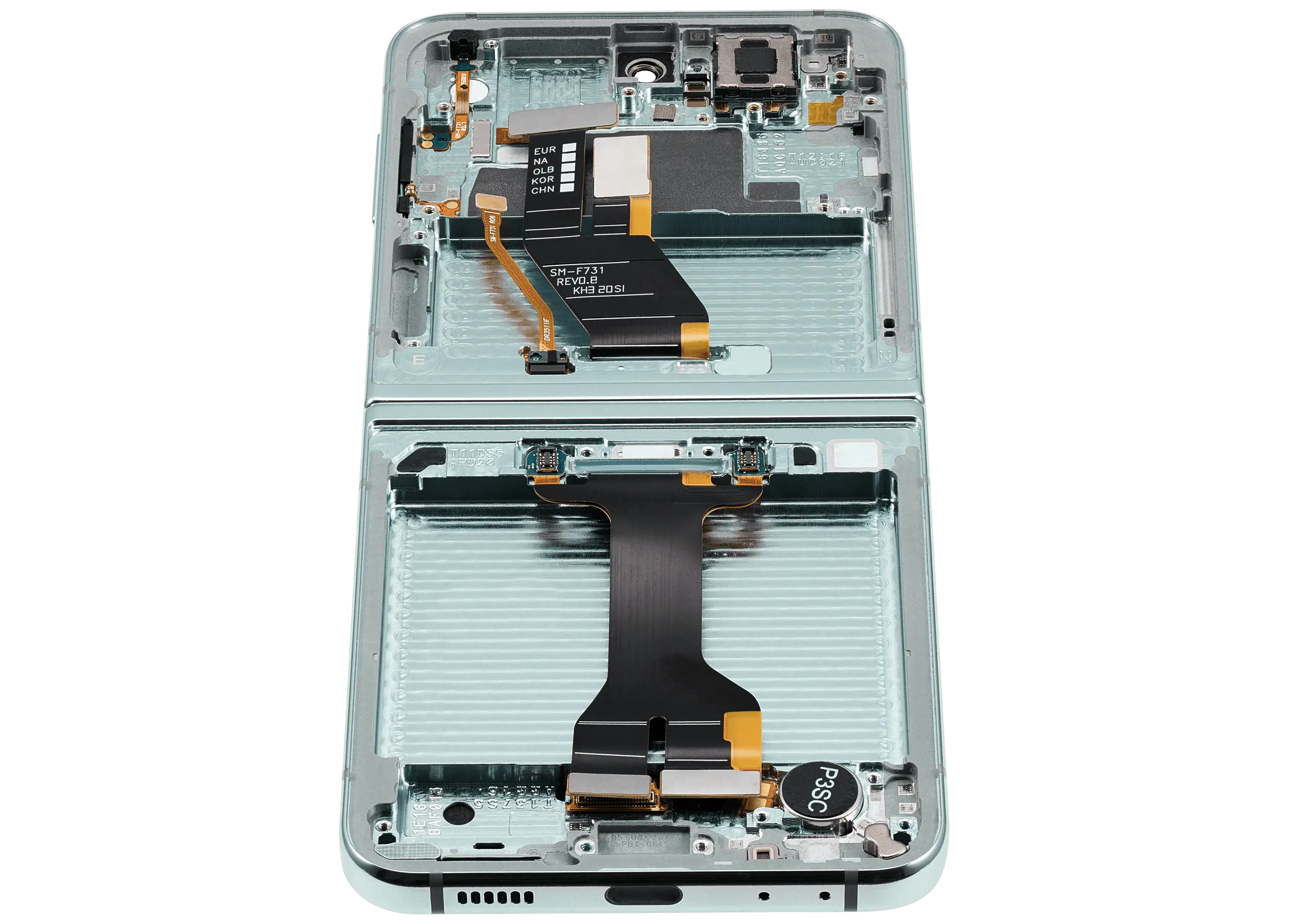Inner OLED-Display mit Rahmen Compatible für Samsung Galaxy Z Flip 5 5G (F731) (US & International) (Aftermarket Plus) (Grün)