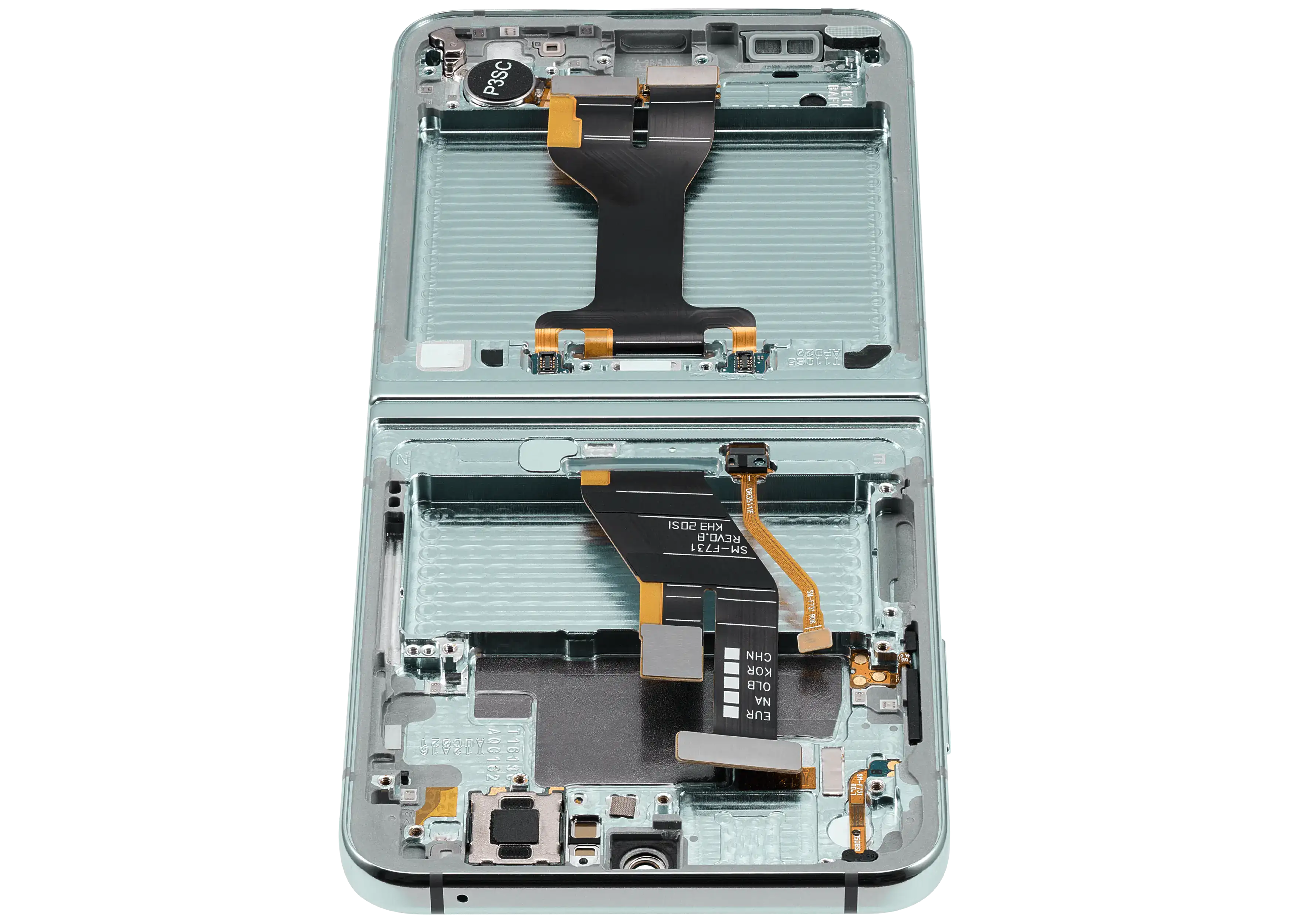 Inner OLED-Display mit Rahmen Compatible für Samsung Galaxy Z Flip 5 5G (F731) (US & International) (Aftermarket Plus) (Grün)