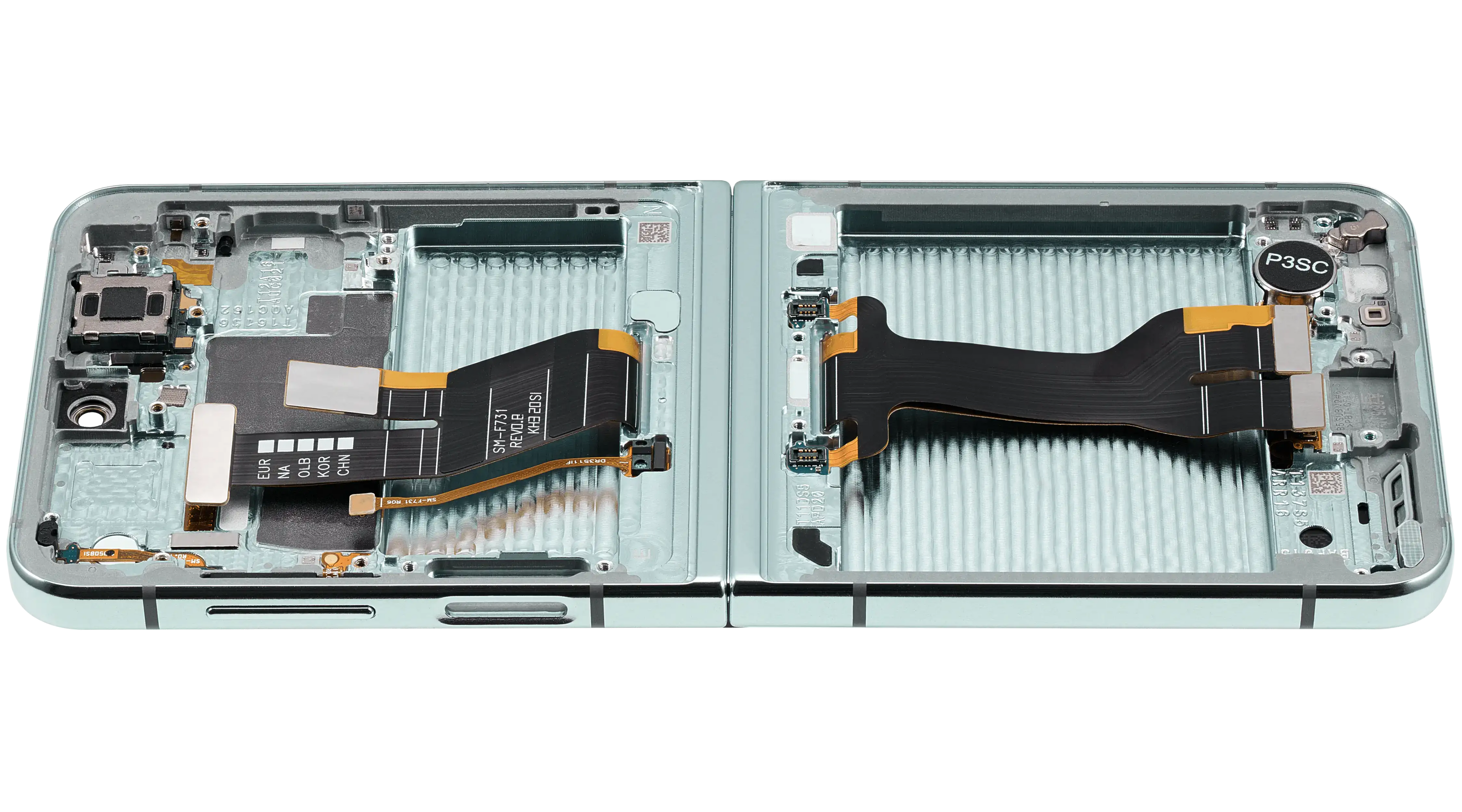 Inner OLED-Display mit Rahmen Compatible für Samsung Galaxy Z Flip 5 5G (F731) (US & International) (Aftermarket Plus) (Grün)