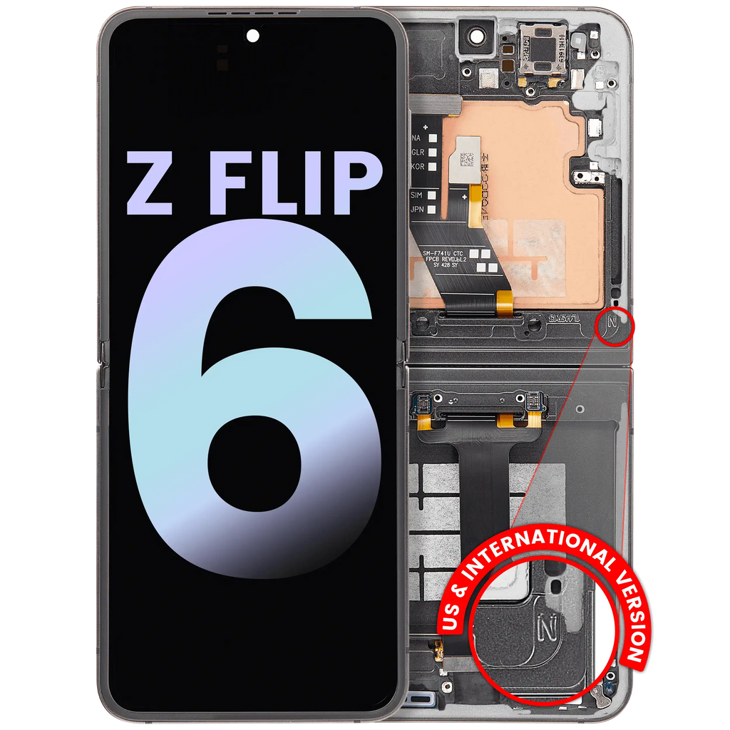 Samsung Galaxy Z Flip 6 5G OLED-Display mit Rahmen Silver Shadow Service Pack