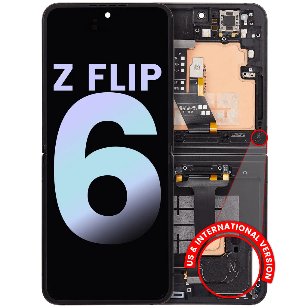 Internal OLED Display Assembly with Frame for Samsung Galaxy Z Flip 6 5G (US & International) (Service Pack) (Black)