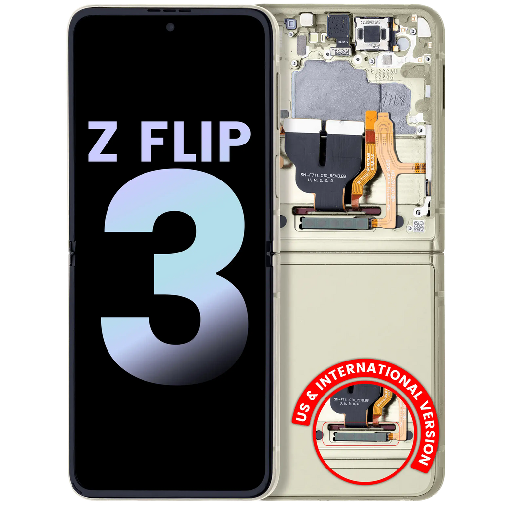 Inner OLED Display with Frame for Samsung Galaxy Z Flip 3 5G (US & International) (Service Pack) (Cream)
