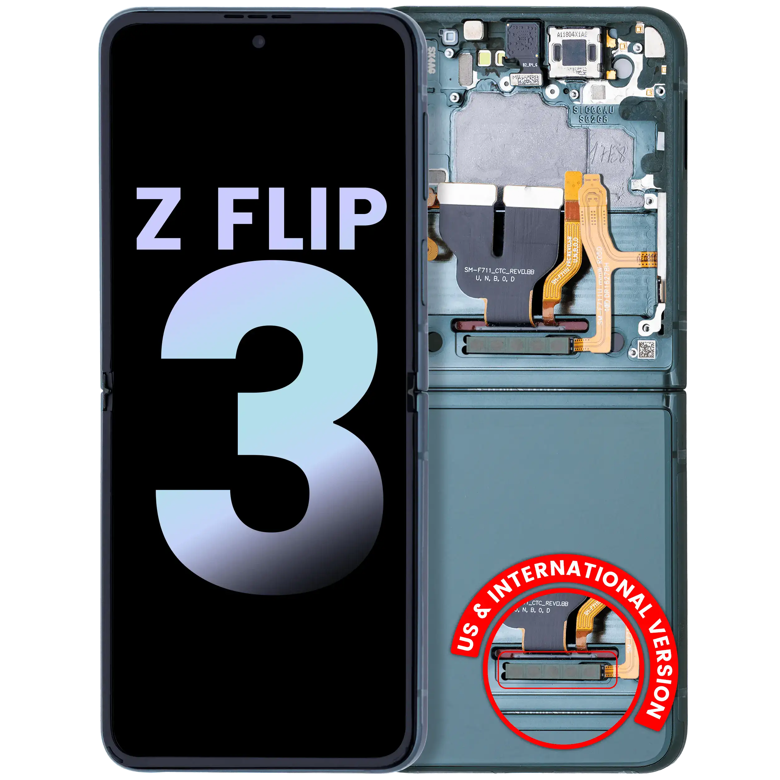Internal OLED Display with Frame for Samsung Galaxy Z Flip 3 5G (US & International) (Service Pack) (Green)
