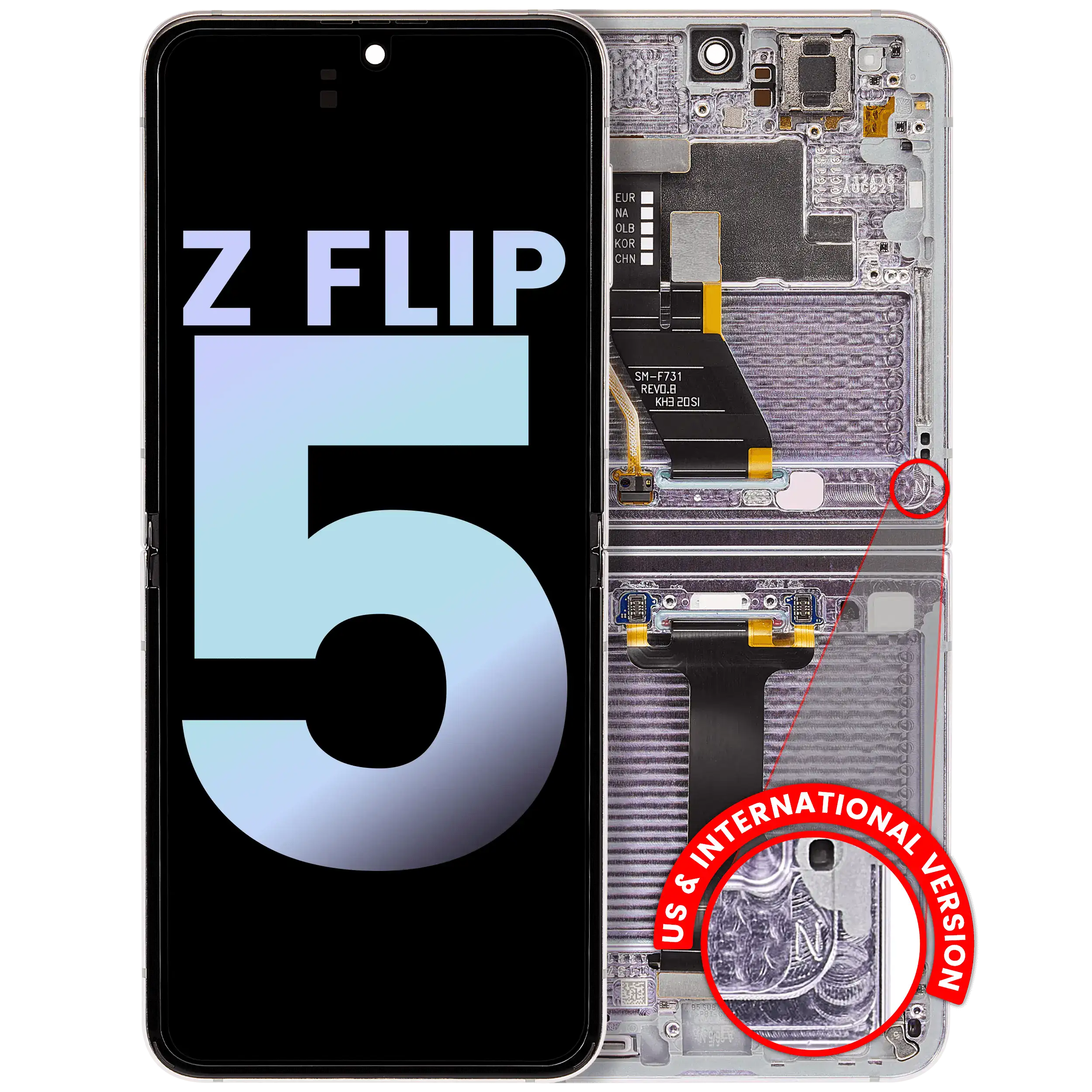 Inner OLED with Frame for Samsung Galaxy Z Flip 5 5G (US & International) (Service Pack) (Lavender)