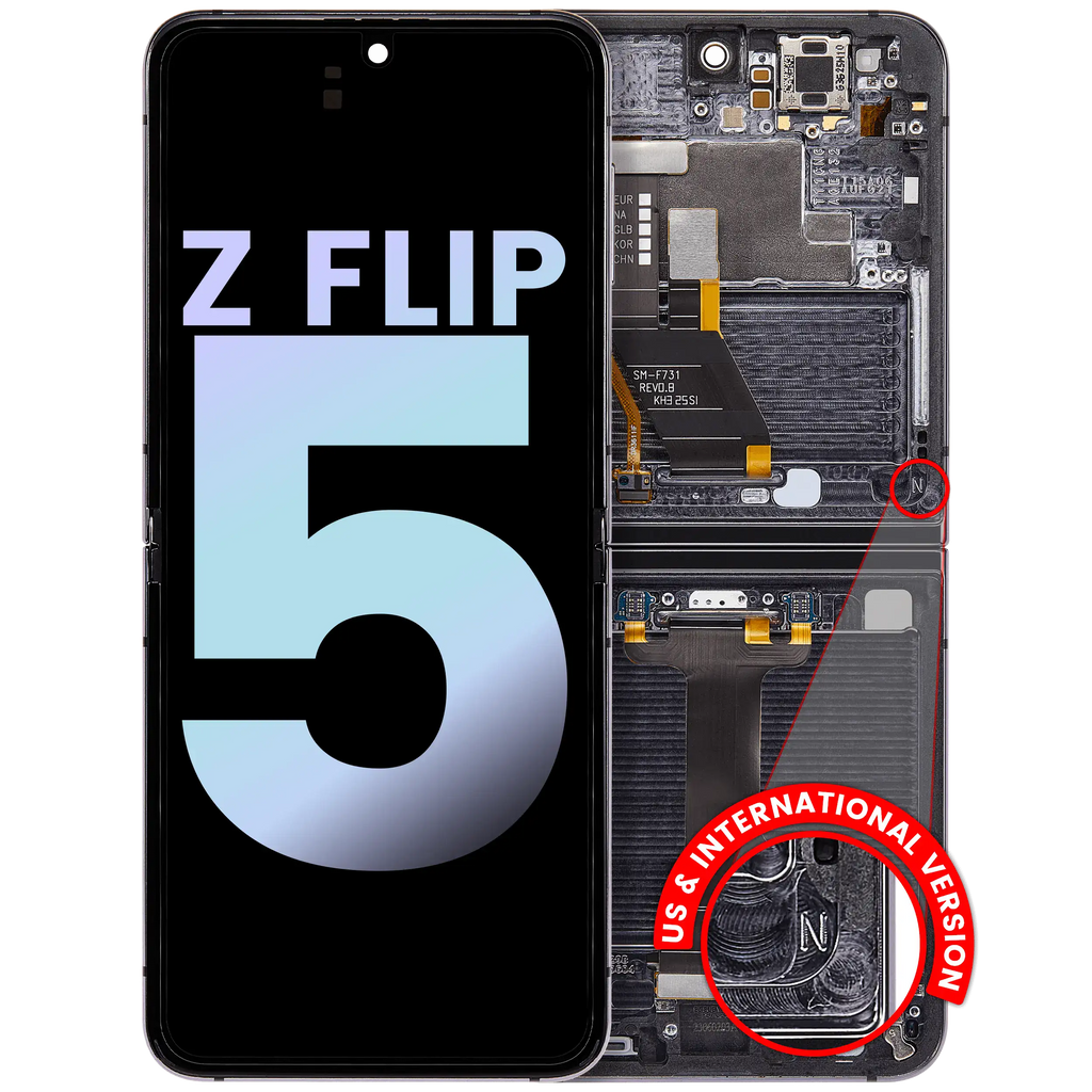 Inner OLED-Display mit Rahmen für Samsung Galaxy Z Flip 5 Graphite Service Pack