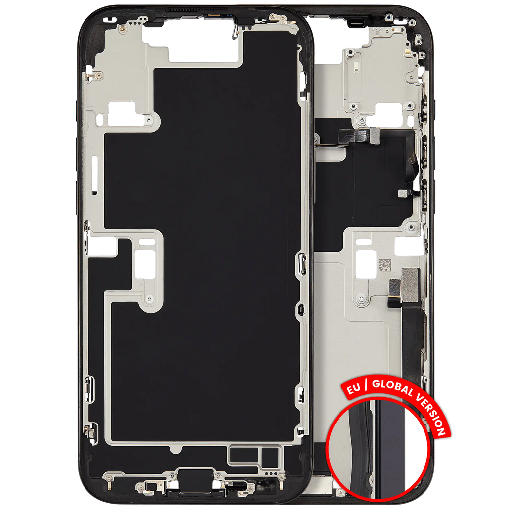 Midframe/Frame with Charging Port Flex and Small Parts for iPhone 16 Pro Max (EU / Global Version) (Used OEM Removal, Quality B) (Black Titanium)