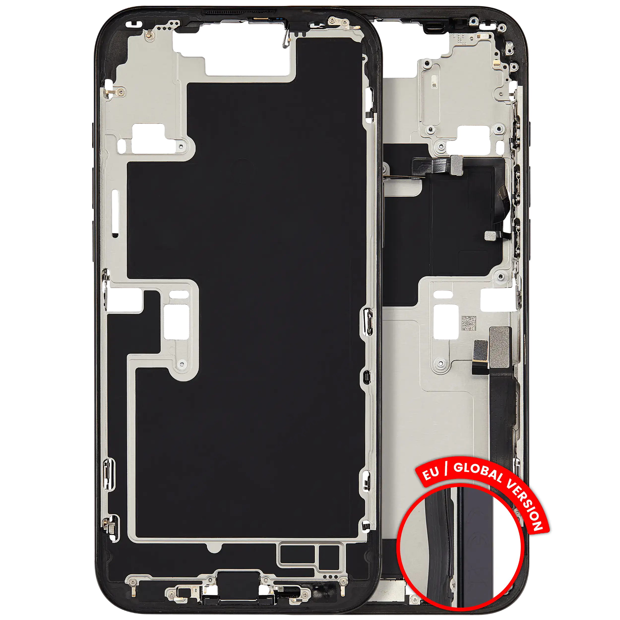 Midframe/Frame with Charging Port Flex and Small Parts for iPhone 16 Pro Max (EU / Global Version) (Used OEM Removal, Quality B) (Black Titanium)