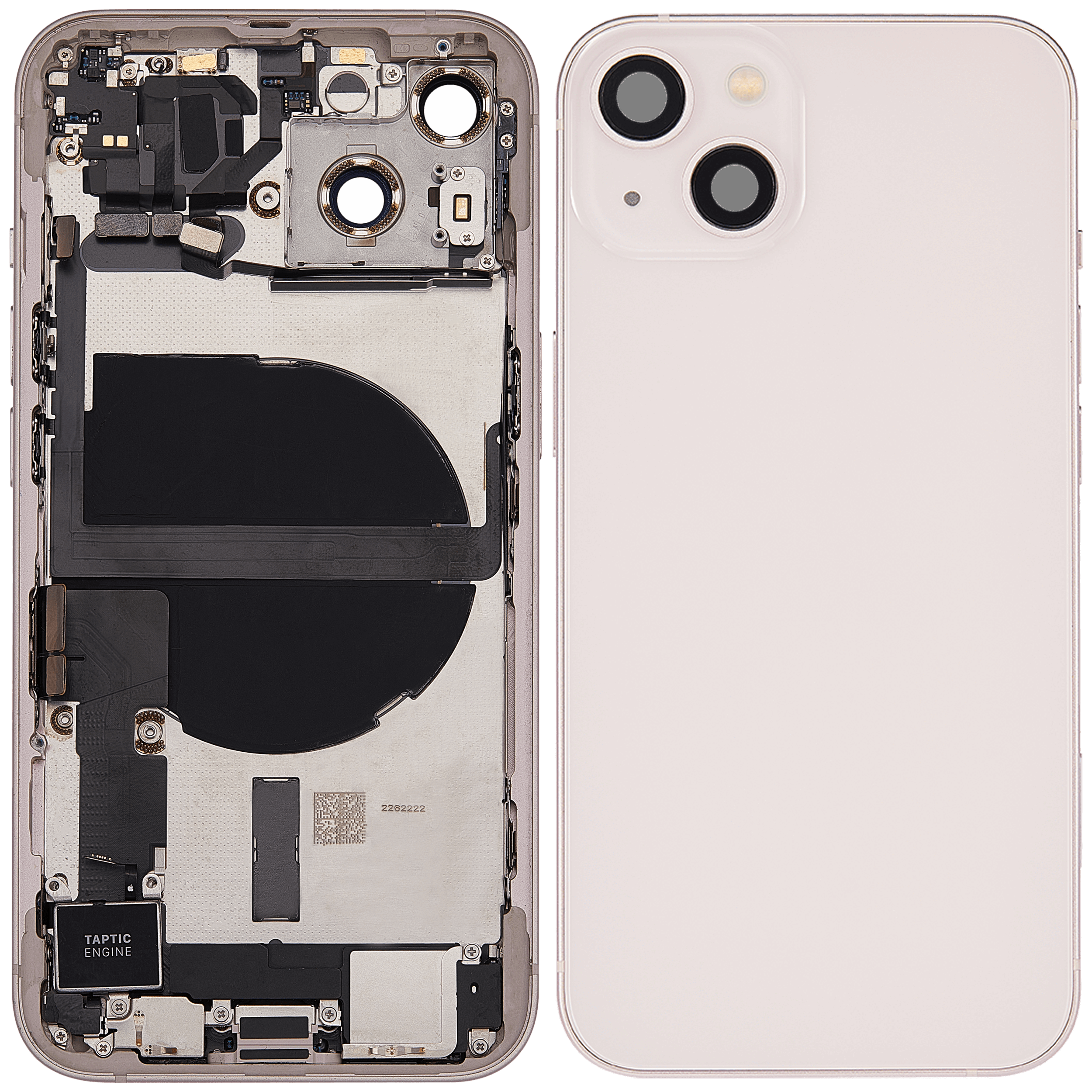Back Cover/Frame with Charging Port Flex and Small Parts for iPhone 13 (EU / Global Version) (Used OEM, Quality C) (Pink)