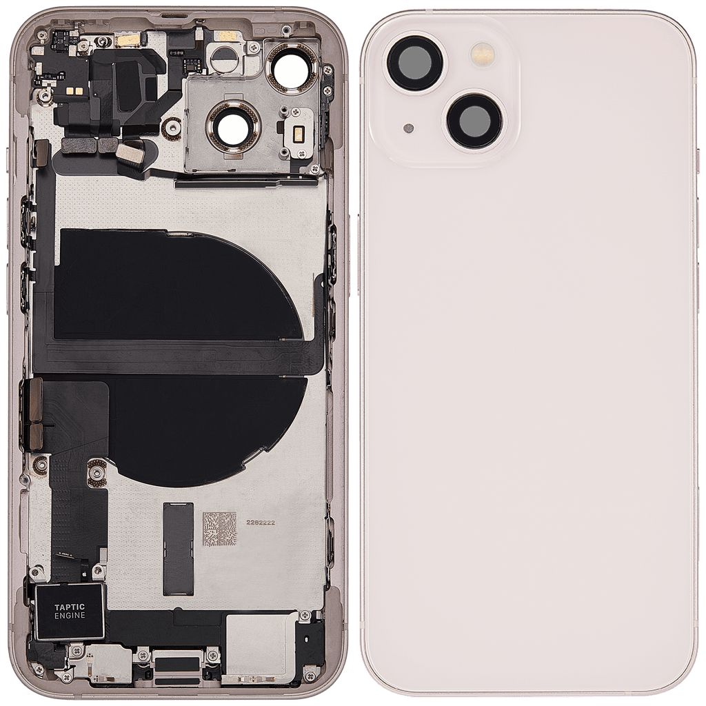 Back Cover/Frame with Charging Port Flex and Small Parts for iPhone 13 (EU / Global Version) (Used OEM, Quality C) (Pink)