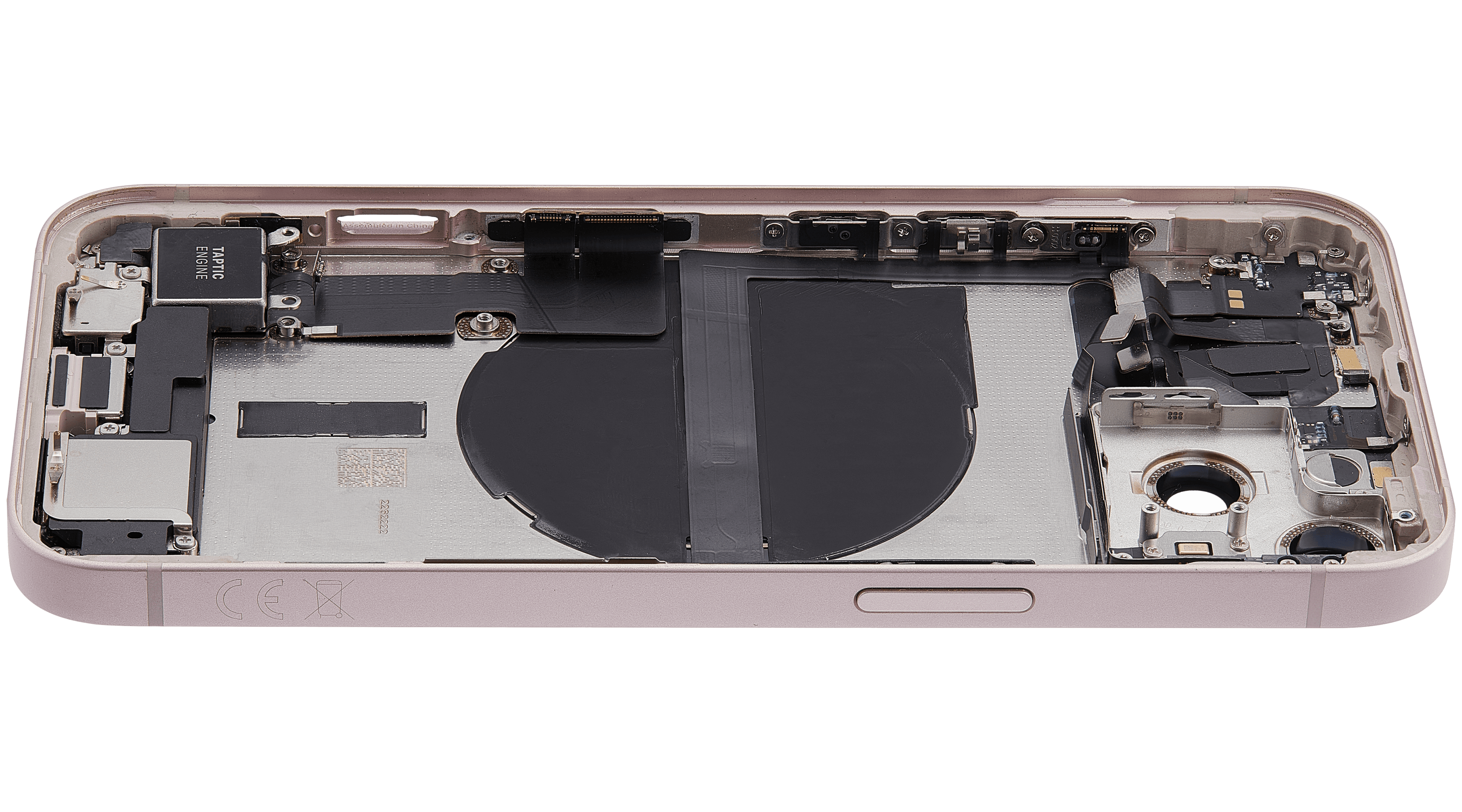 Back Cover/Frame with Charging Port Flex and Small Parts for iPhone 13 (EU / Global Version) (Used OEM, Quality C) (Pink)