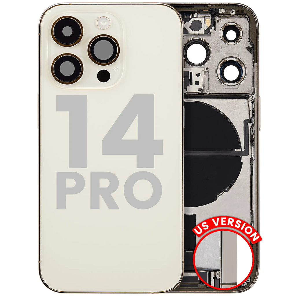 Back Cover with Charging Port Flex Cable and Small Parts for iPhone 14 Pro (US Version) (Used OEM Pull, Grade B) (Gold)