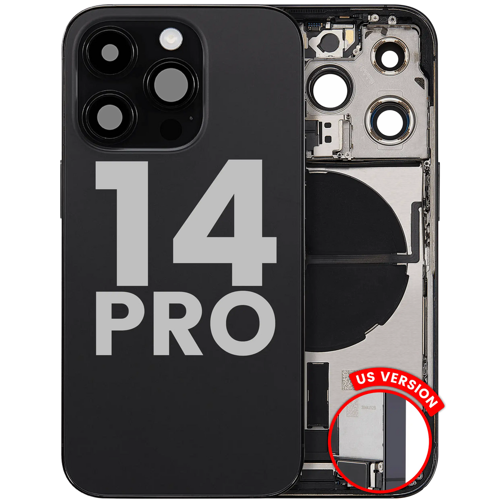 Rear Housing with Charging Port Flex Cable and Small Parts for iPhone 14 Pro (US Version) (Used OEM Pull, B Quality) (Space Black)