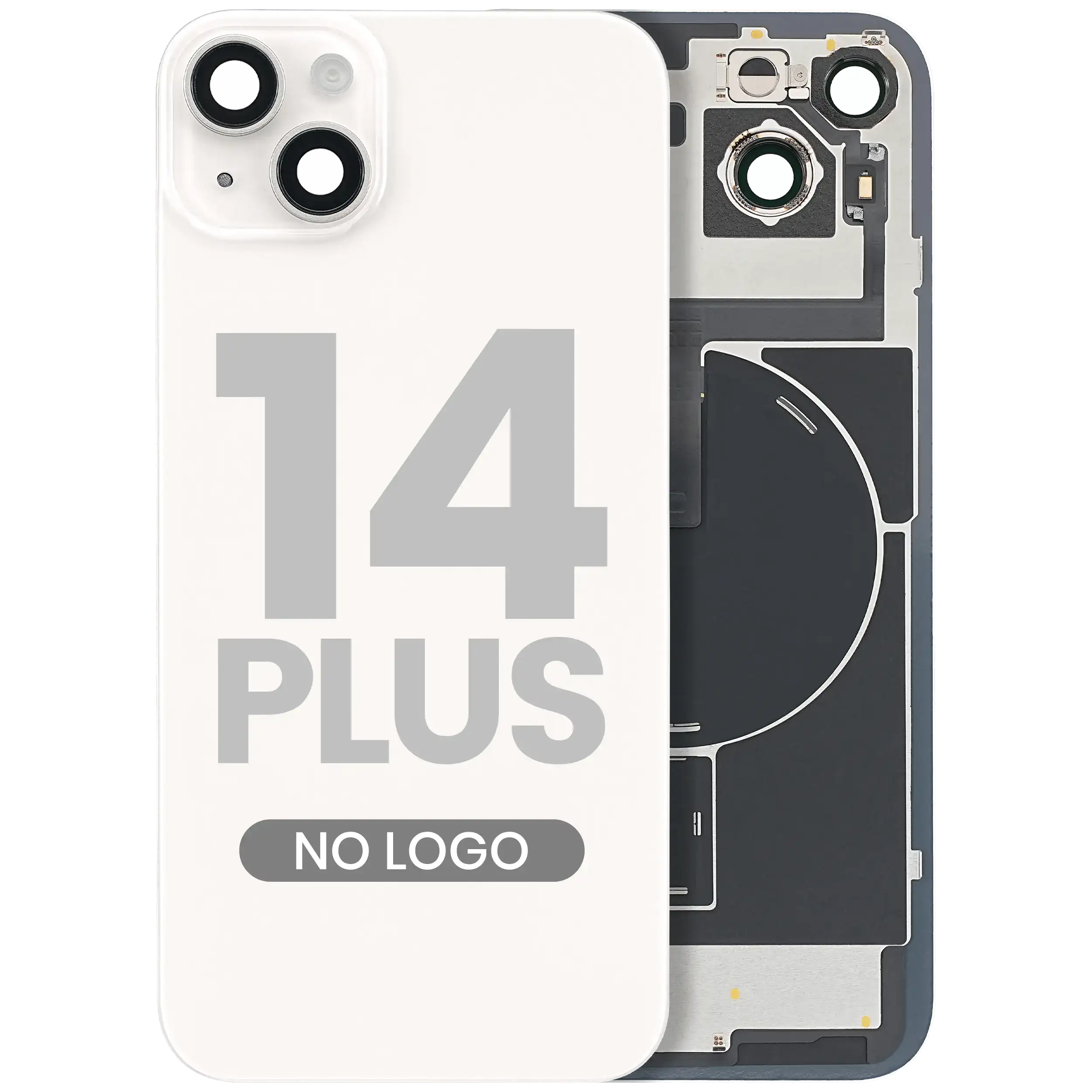 Back cover with steel plate, pre-installed Wireless NFC and MagSafe magnet for iPhone 14 Plus (without logo) (Starlight)