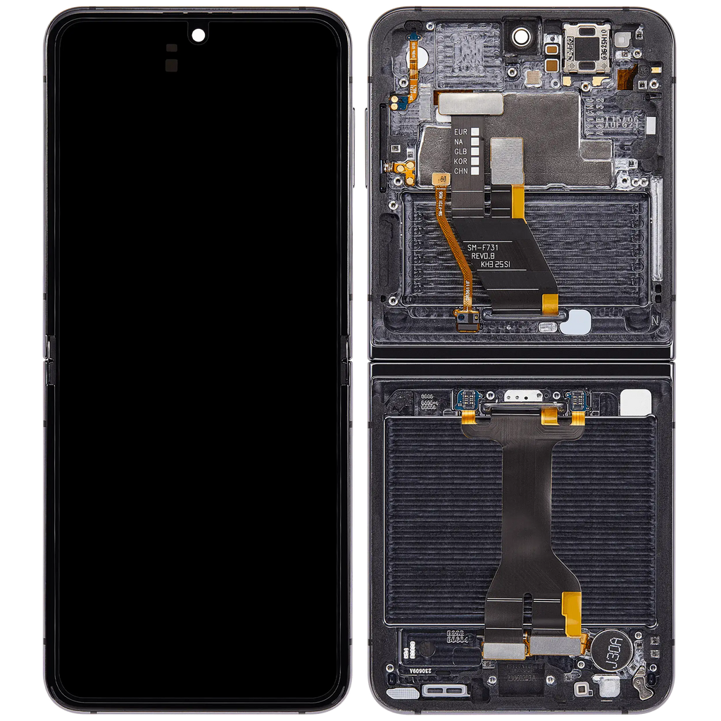 Inner OLED-Display mit Rahmen Compatible für Samsung Galaxy Z Flip 5 5G (F731) (US & International) (Aftermarket) (Phantom Black)