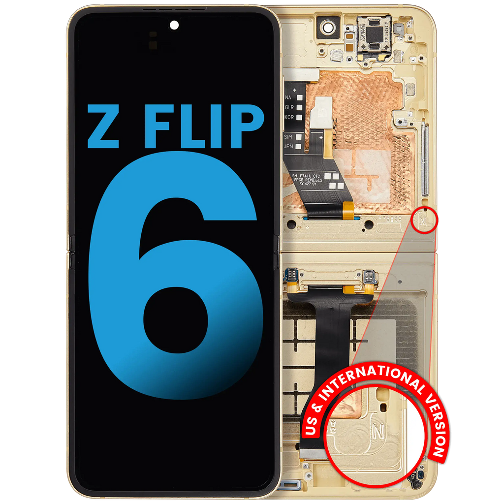 Inner OLED Display with Frame for Samsung Galaxy Z Flip 6 5G (F741) (US & International) (Aftermarket) (Yellow)