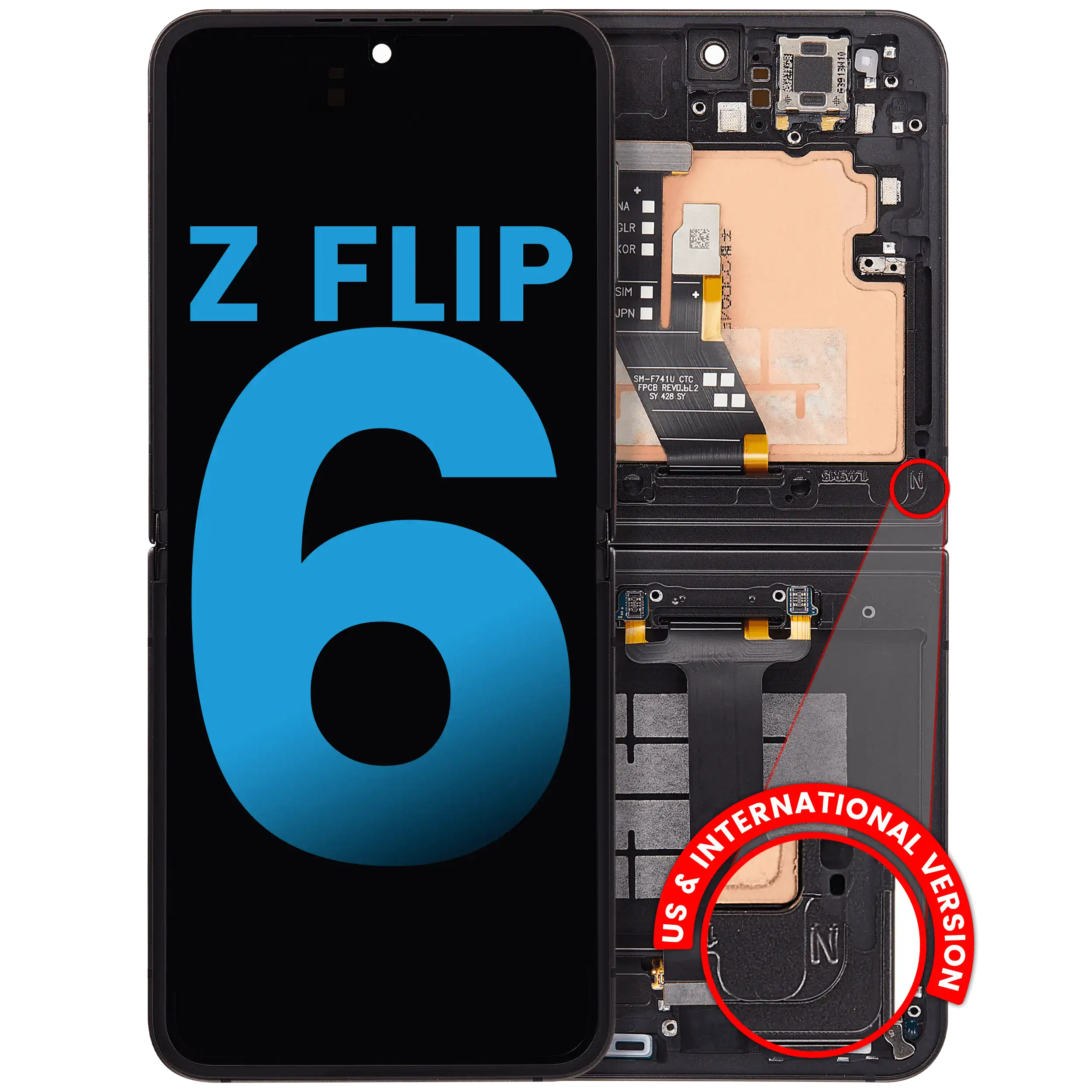 OLED-Display mit Rahmen für Samsung Galaxy Z Flip 6 5G Schwarz Aftermarket