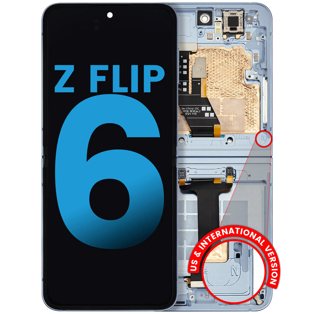 Innen OLED-Display mit Rahmen Samsung Z Flip6 Blau Aftermarket