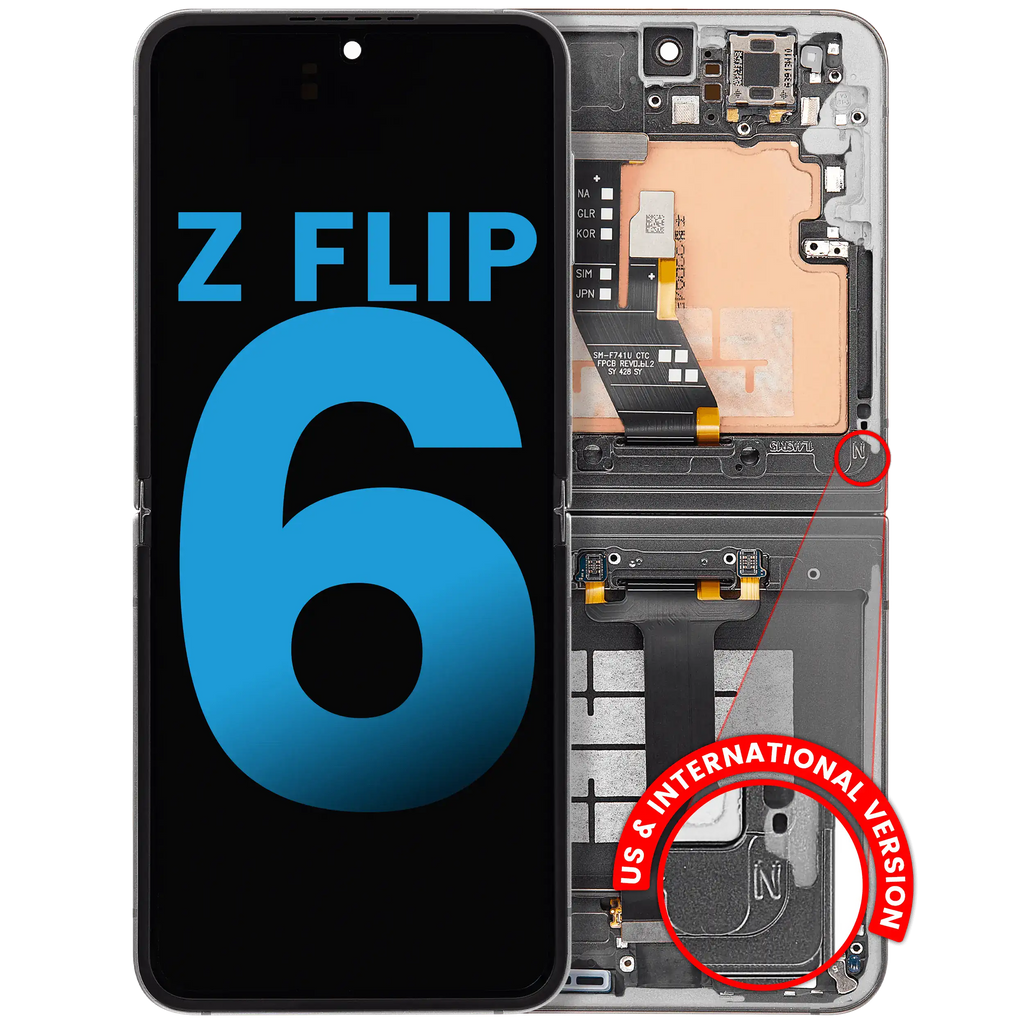 Inner OLED Display with Frame for Samsung Galaxy Z Flip 6 5G (F741) (Aftermarket) (Silver Shadow)