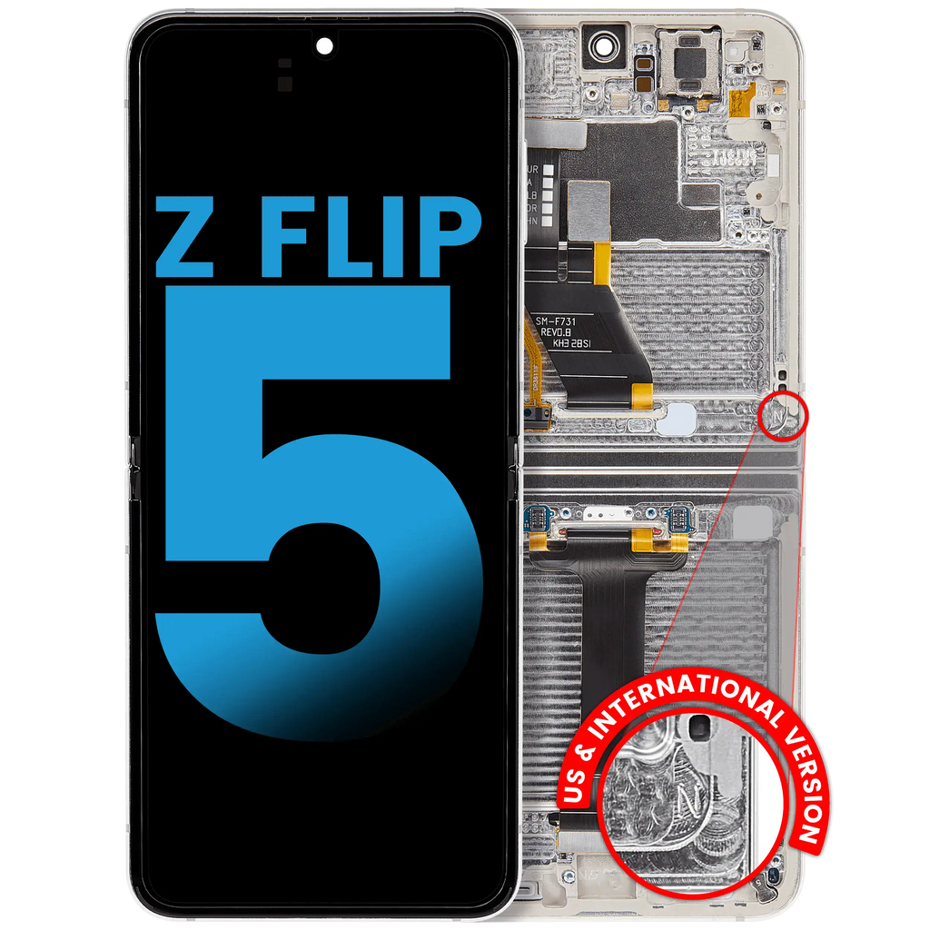 Inner OLED Display with Frame Compatible for Samsung Galaxy Z Flip 5 5G (F731) (US & International) (Aftermarket) (Cream)