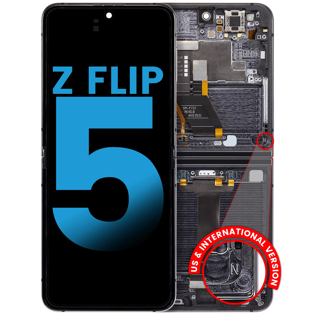 Inner OLED display with frame for Samsung Galaxy Z Flip 5 5G (F731) (Aftermarket) (Graphite)