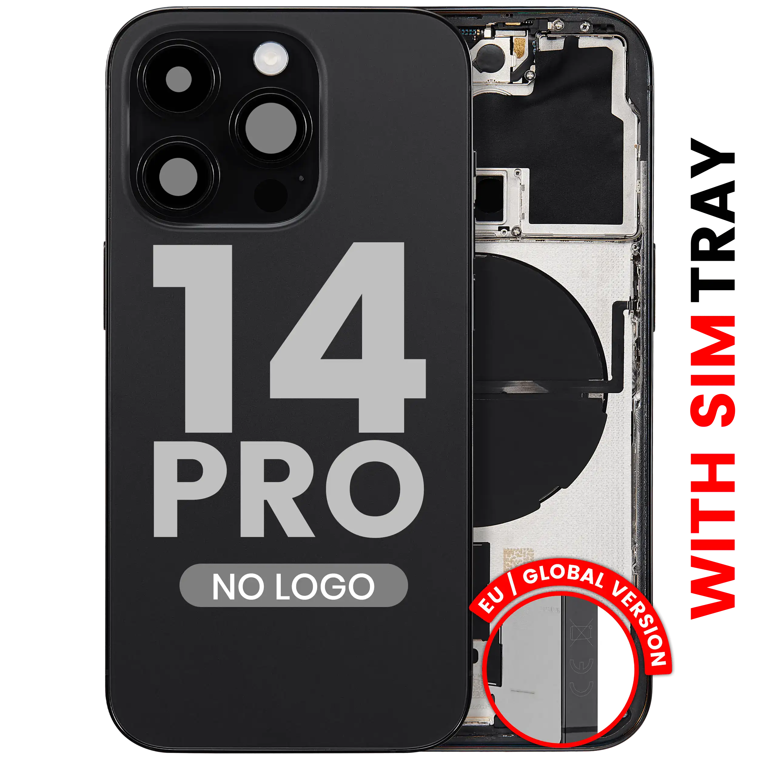 Backcover/Rahmen + Kleinteile iPhone 14 Pro Aftermarket Plus Space Schwarz