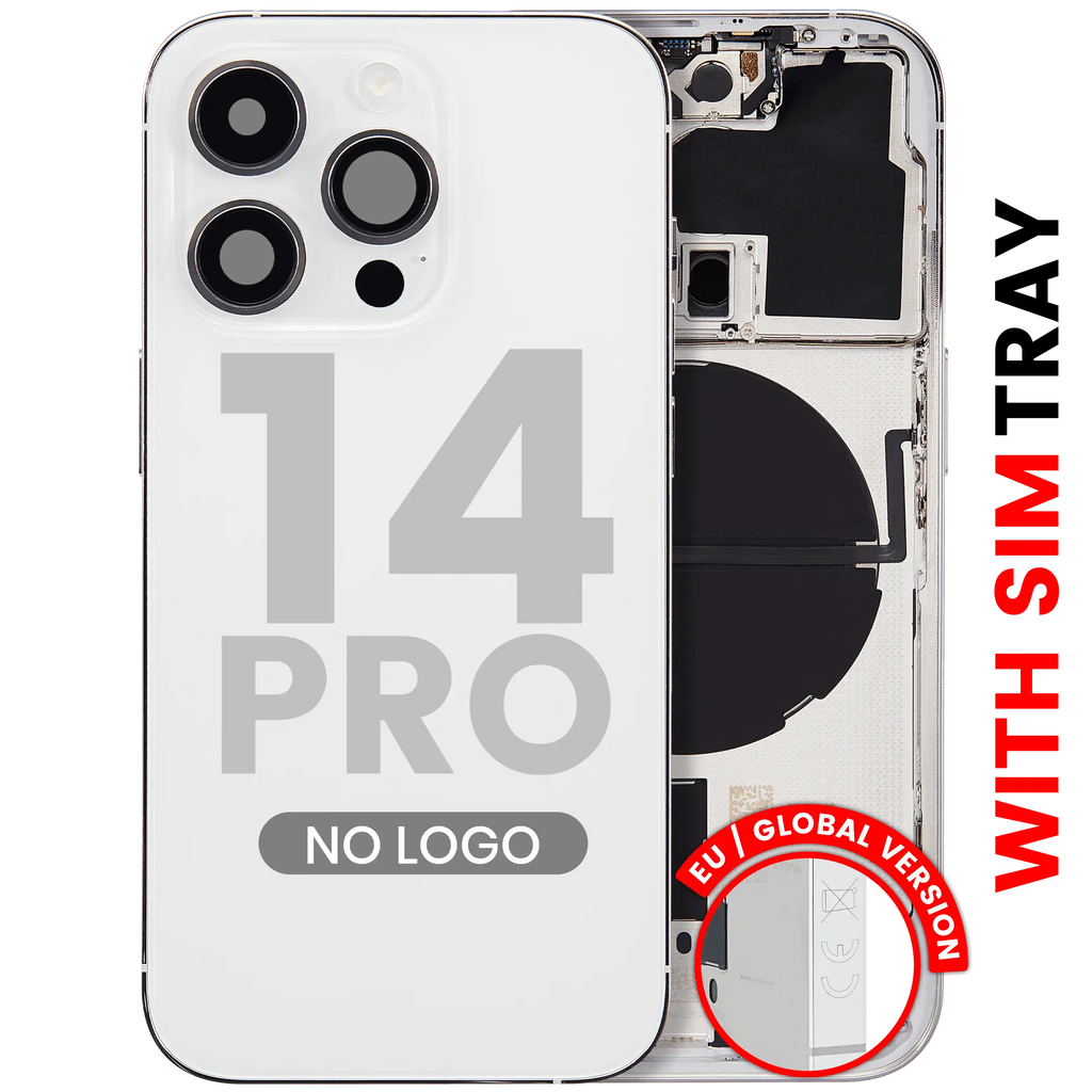 Back cover/frame with small parts for iPhone 14 Pro (EU / Global Version) (Aftermarket Plus) (Silver)