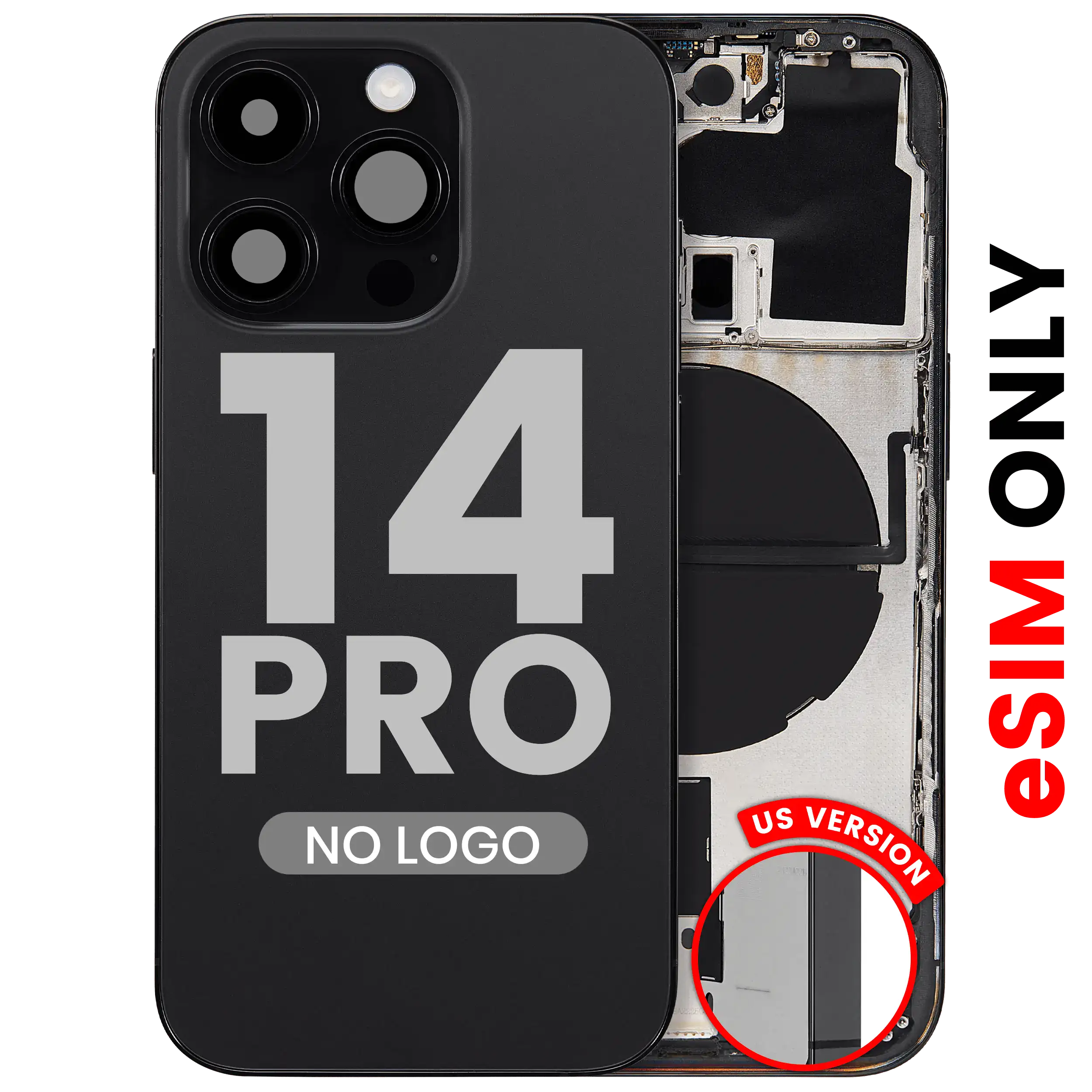 Rückhäuschen für iPhone 14 Pro (US) – Space Schwarz, Aftermarket Plus