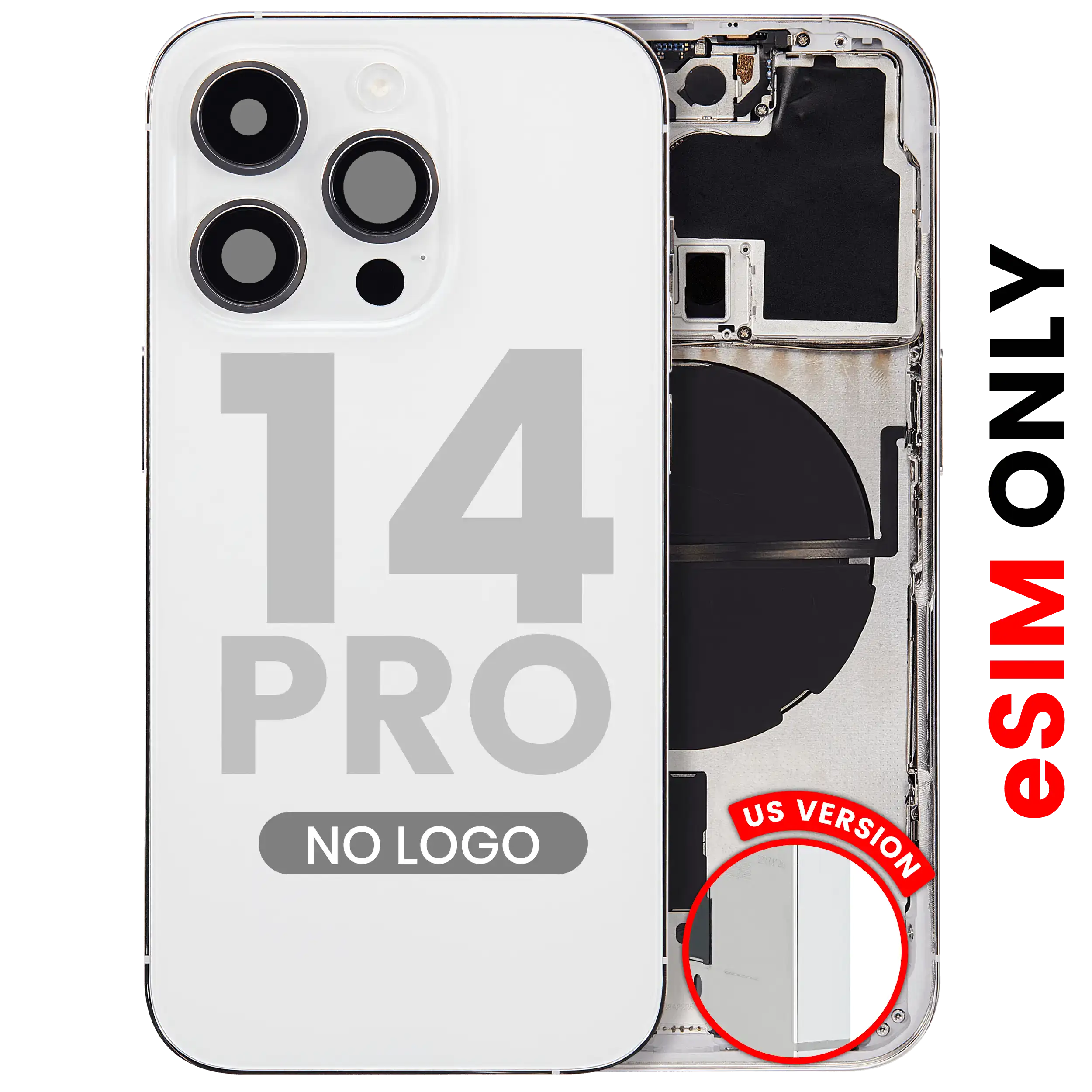 Back Cover/Frame with Small Parts for iPhone 14 Pro (US Version) (Aftermarket Plus) (Silver)