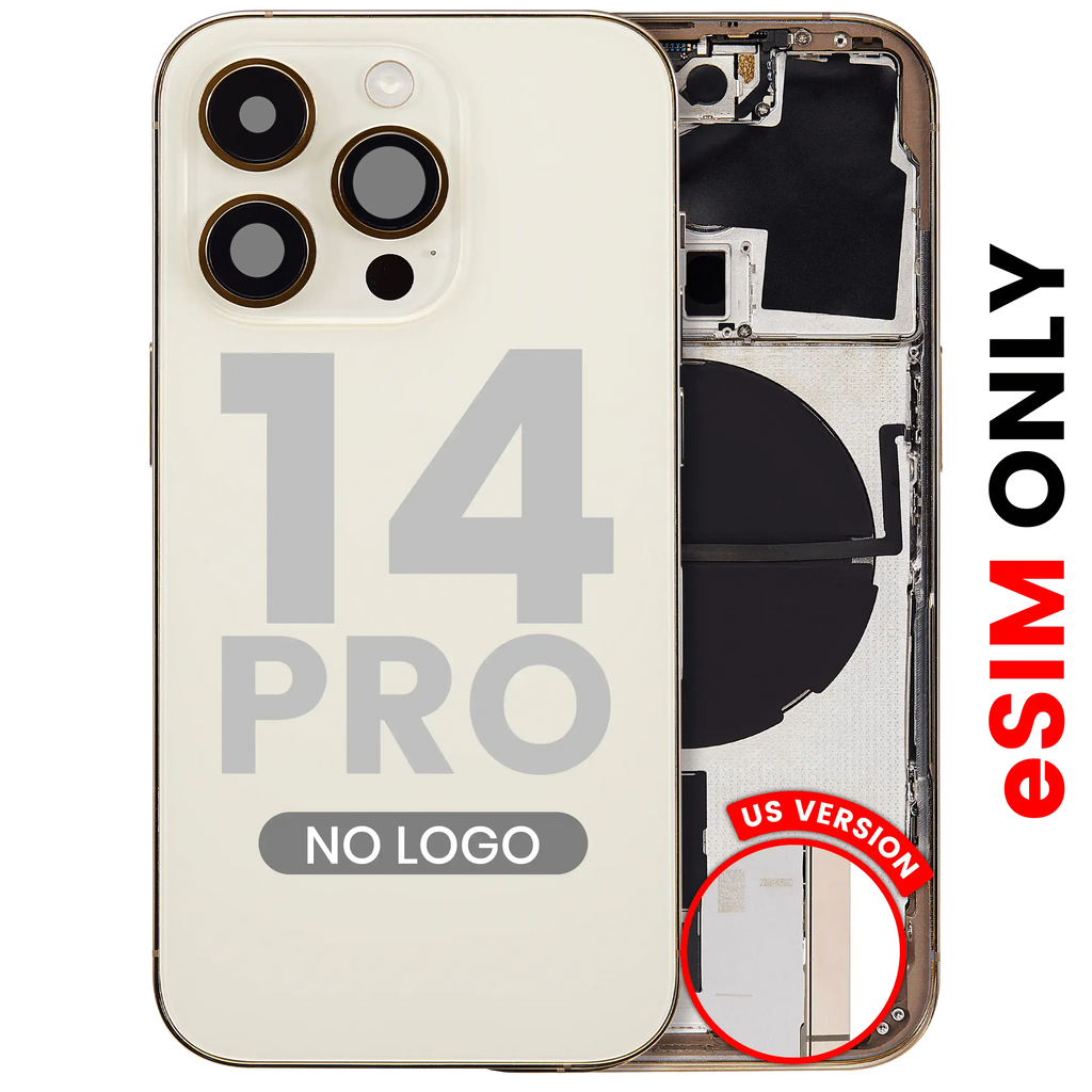 Back Cover/Frame with Small Parts for iPhone 14 Pro (US Version) (Aftermarket Plus) (Gold)