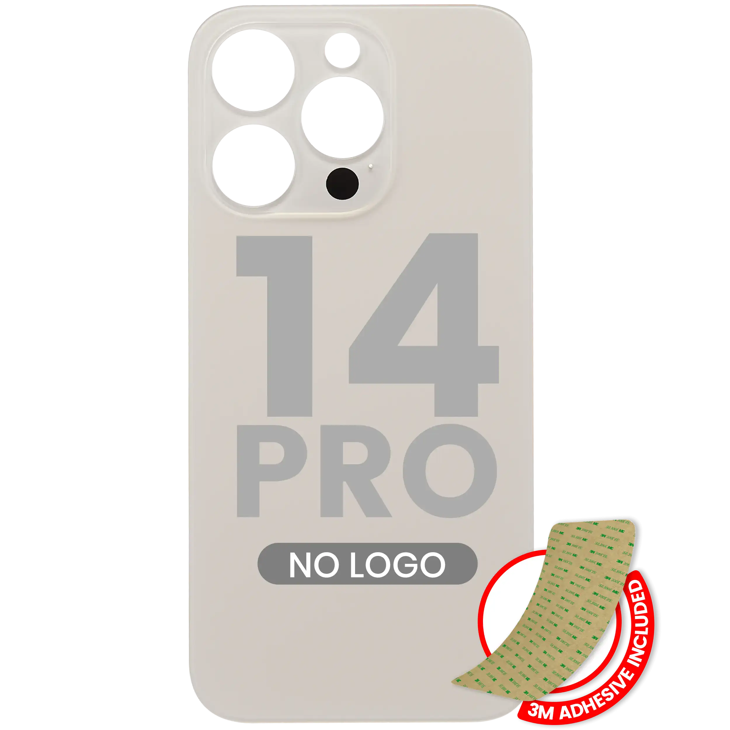 Back Cover with 3M Adhesive for iPhone 14 Pro (No Logo / Large Camera Hole) (Gold)