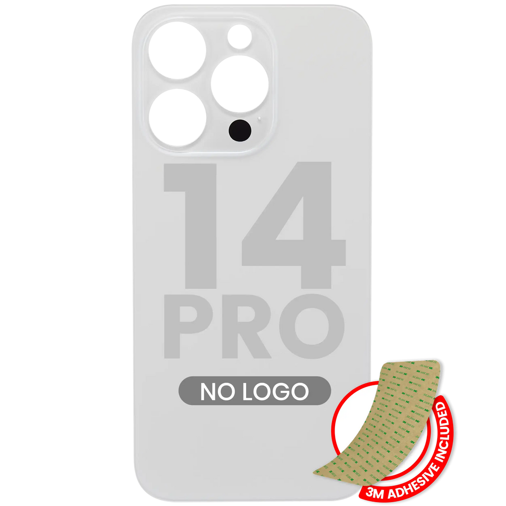 Backcover mit 3M-Kleber für iPhone 14 Pro (ohne Logo / großes Kameraloch) (Silbe