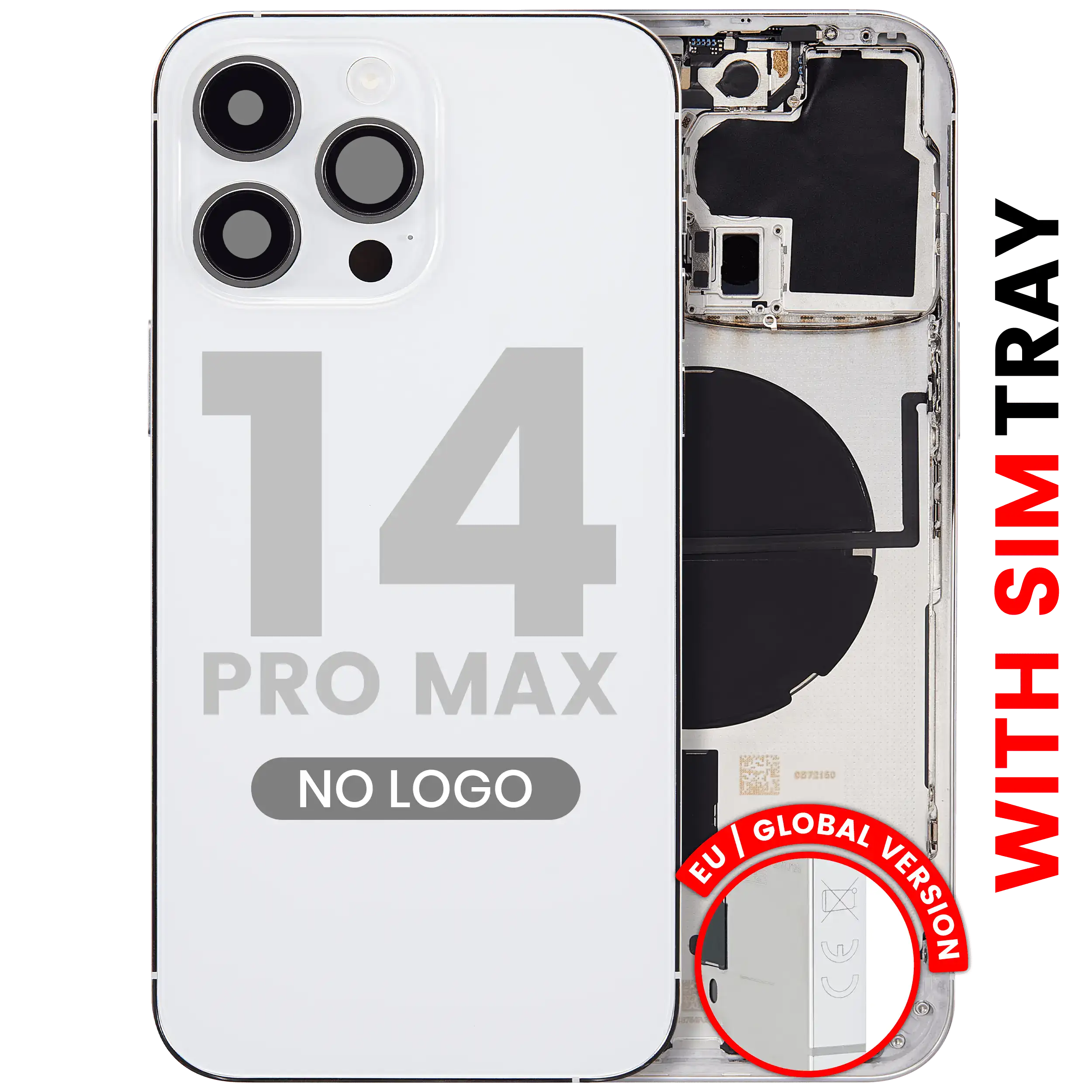 Back Cover/Frame with Small Parts for iPhone 14 Pro Max (EU / Global Version) (Aftermarket Plus) (Silver)