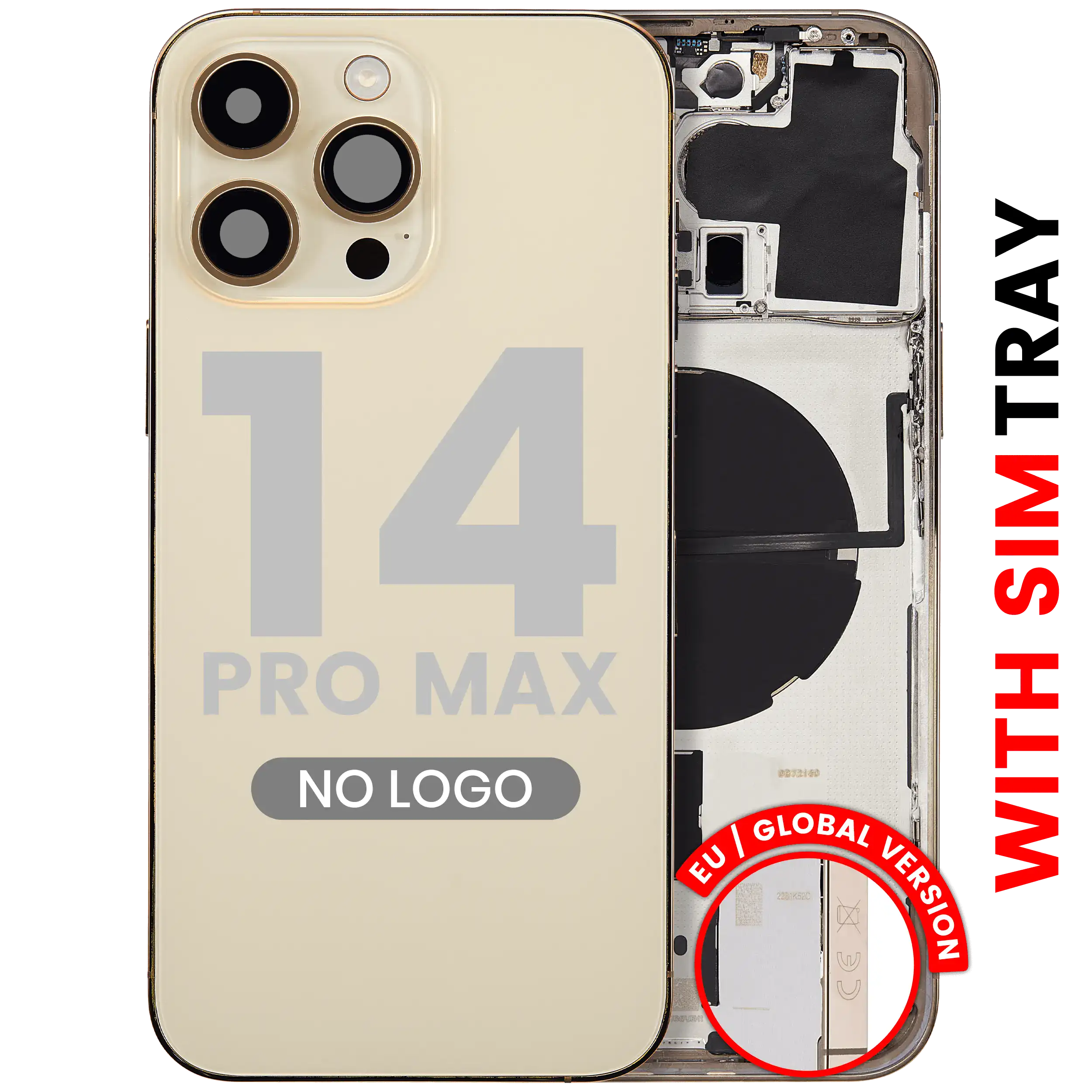 Back Cover/Frame with Small Parts for iPhone 14 Pro Max (EU / Global Version) (Aftermarket Plus) (Gold)