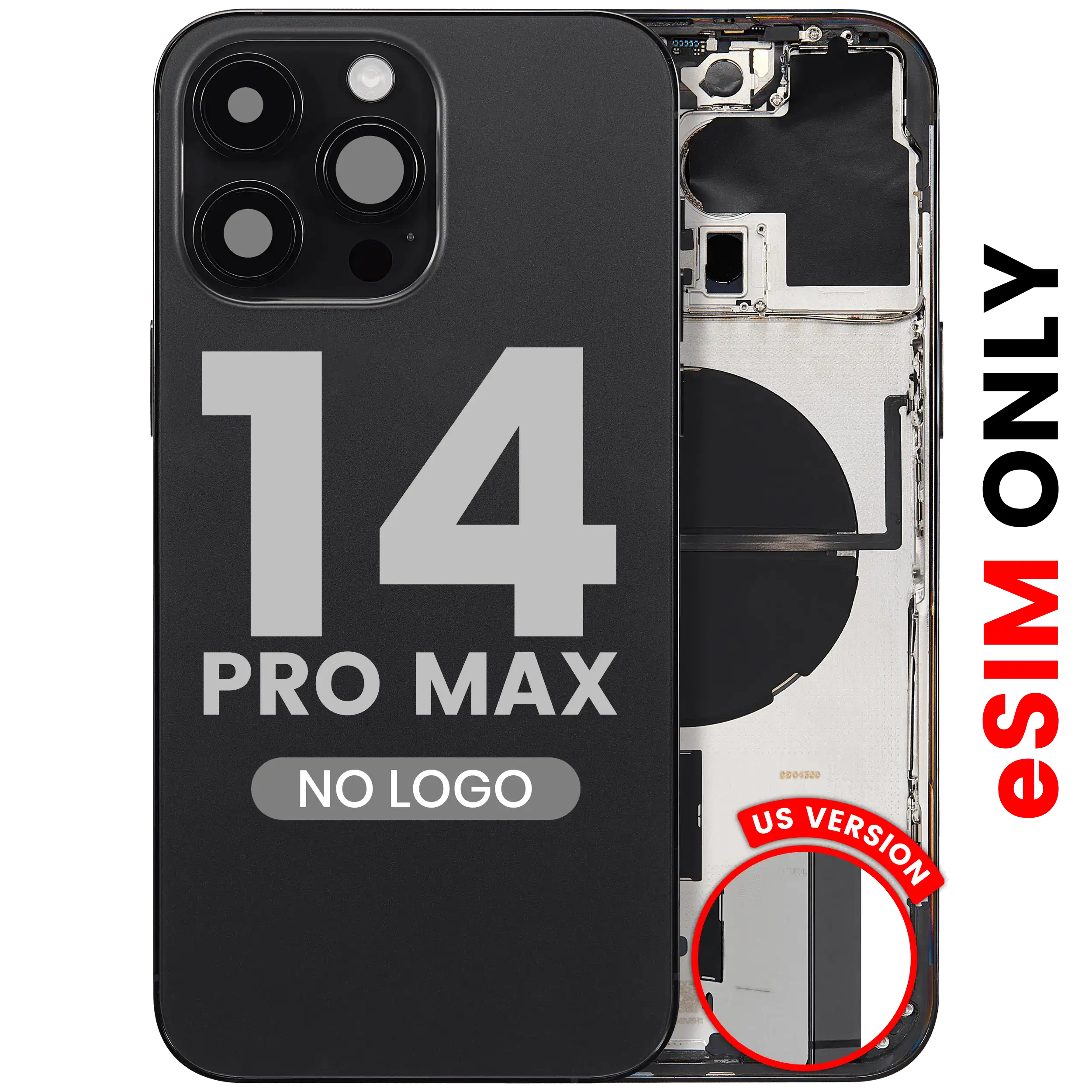 Back Cover/Frame with Small Parts for iPhone 14 Pro Max (US Version) (Aftermarket Plus) (Space Black)