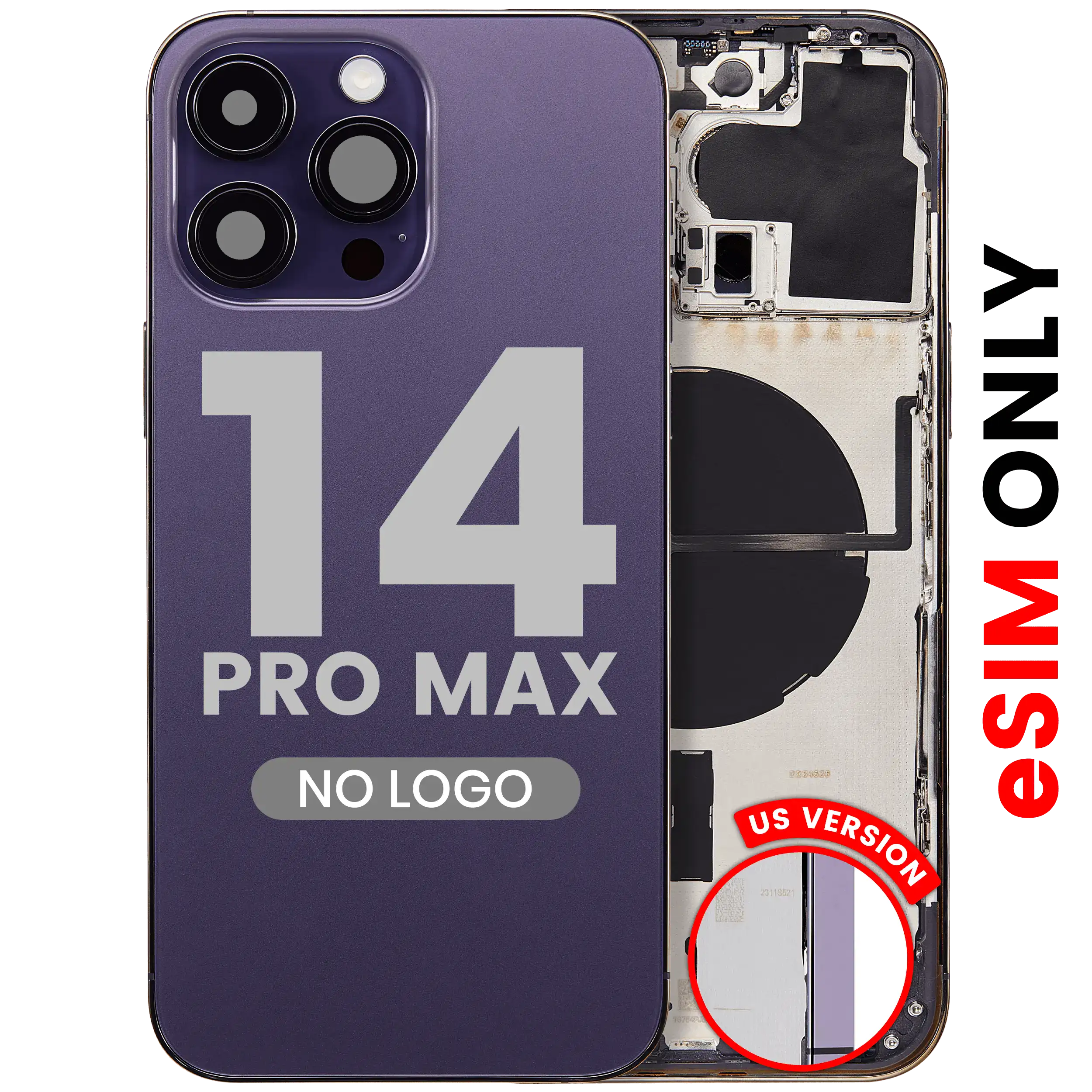 Back Cover/Frame with Small Components for iPhone 14 Pro Max (US Version) (Aftermarket Plus) (Deep Purple)