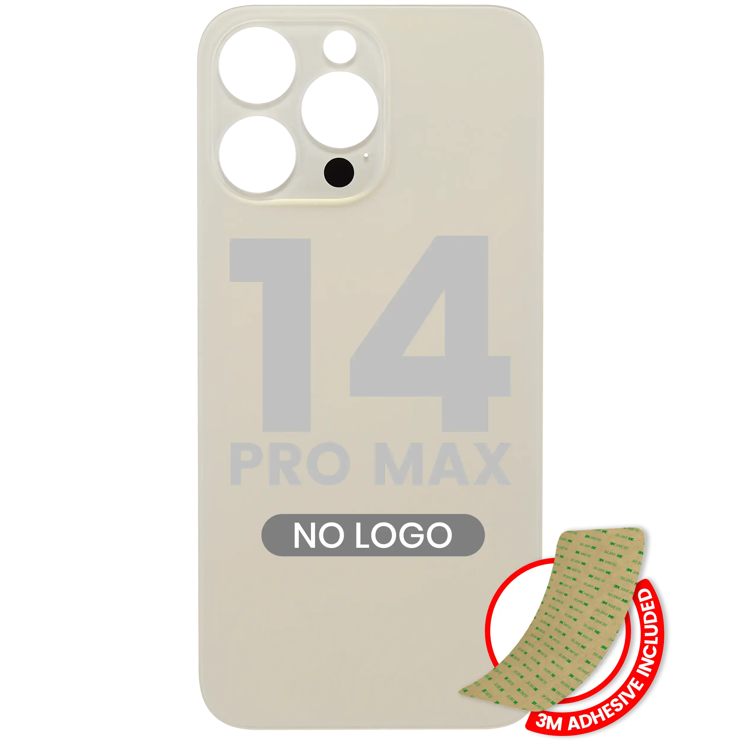 Backcover mit 3M-Kleber für iPhone 14 Pro Max, Gold, Ohne Logo, Großes Kameraloc