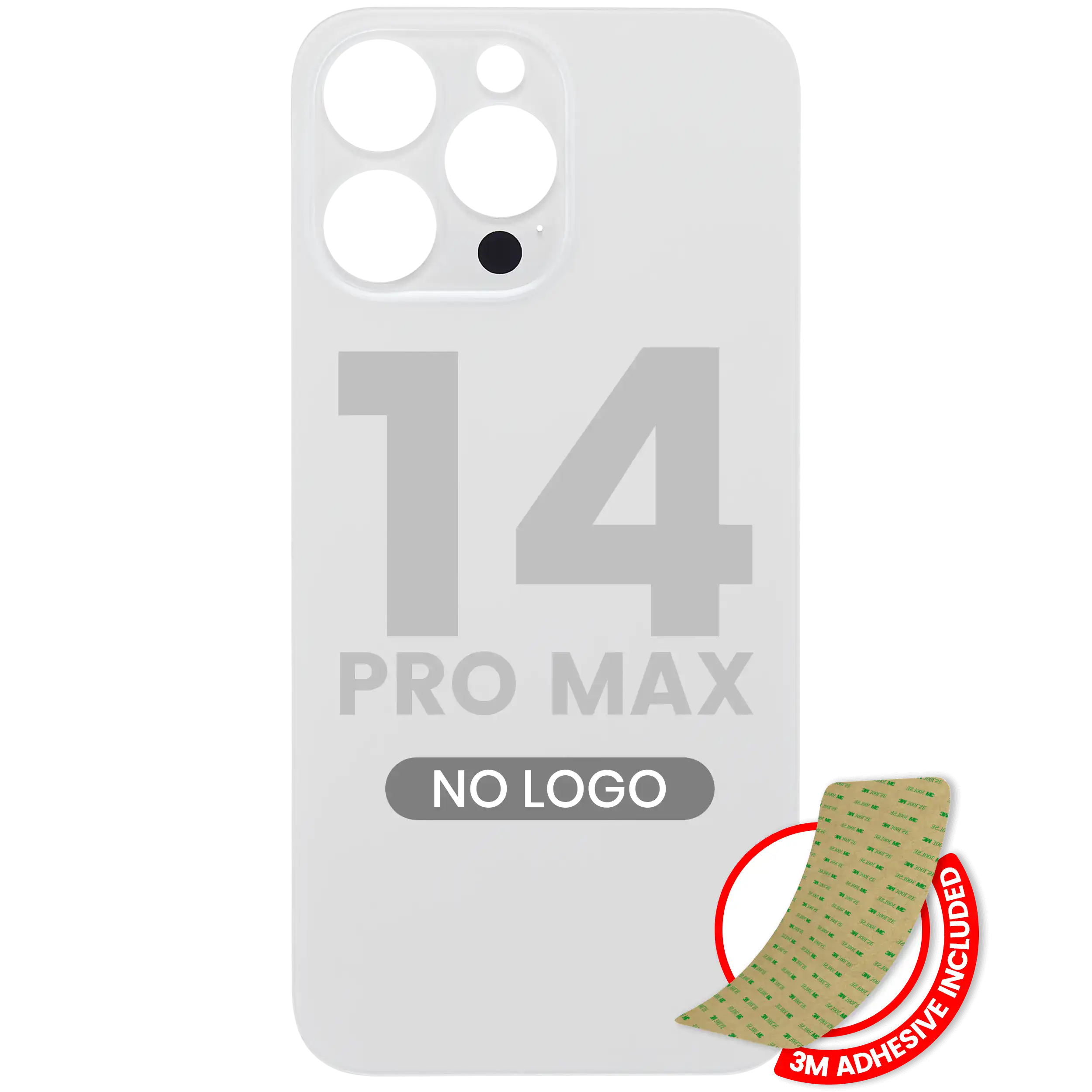 Backcover mit 3M-Kleber iPhone 14 Pro Max Silber ohne Logo