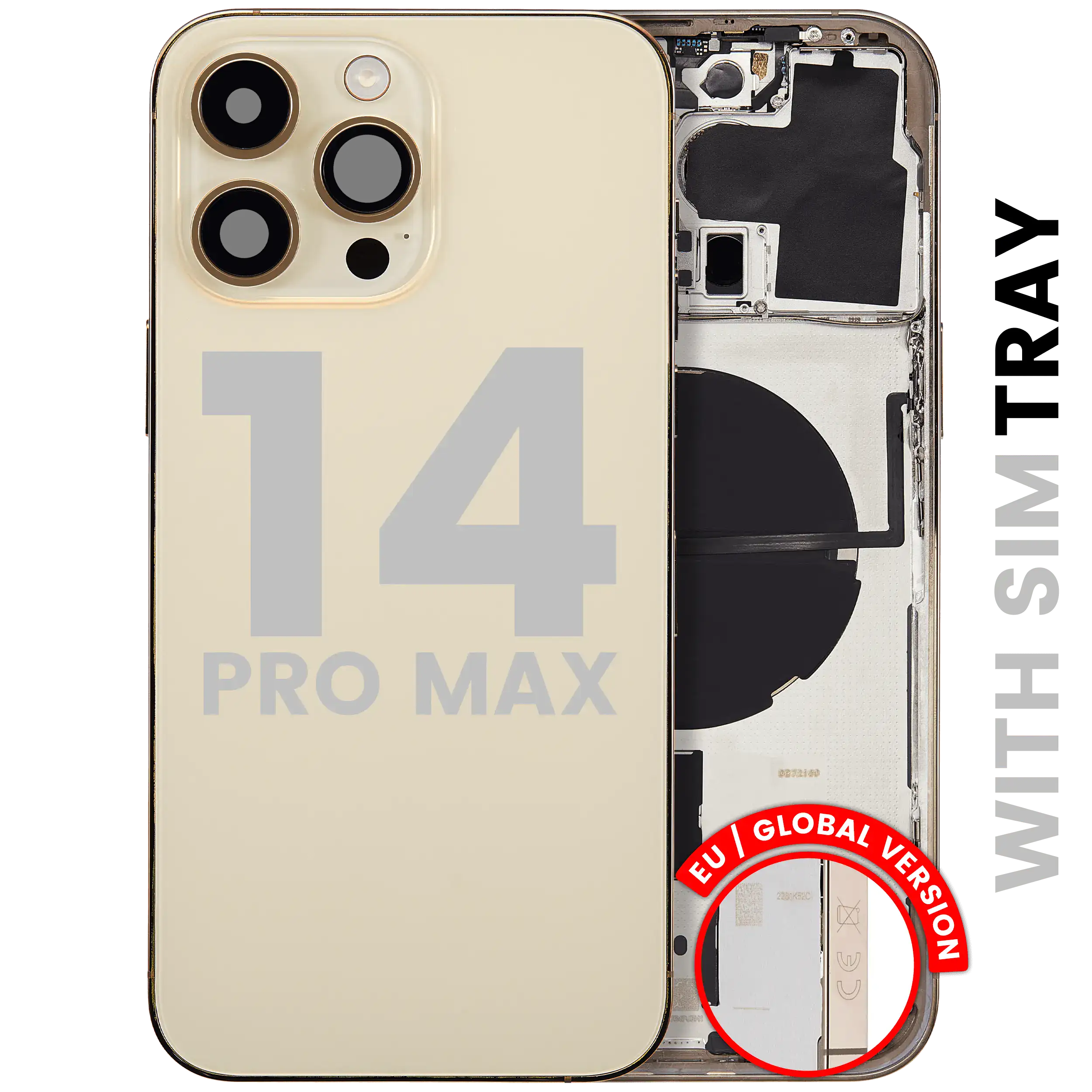 iPhone 14 Pro Max Backcover Rahmen mit Kleinteilen Gold OEM C