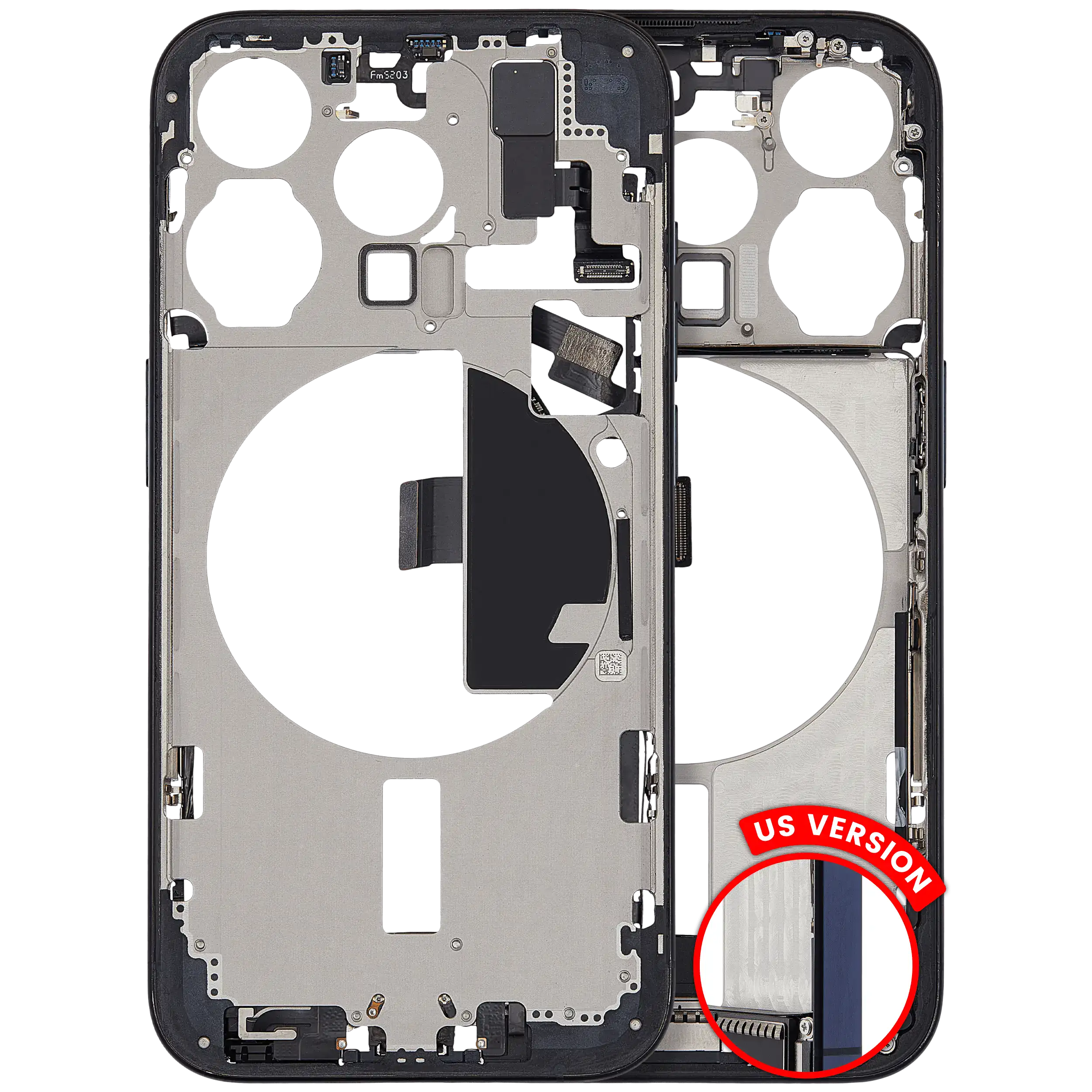 Midframe/Rahmen m. Ladebuchse & Kleinteile f. iPhone 15 Pro Blau Titan OEM A